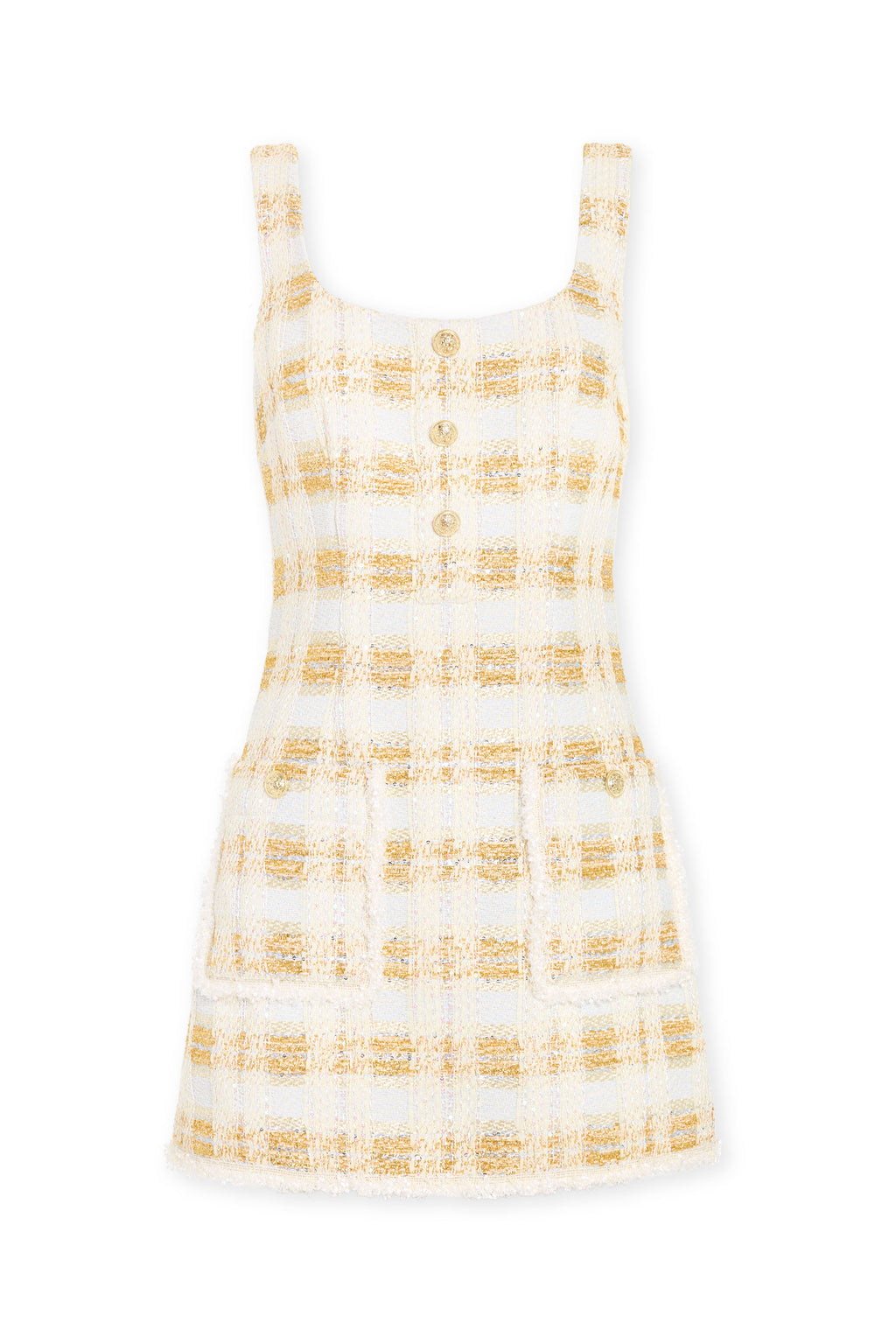 Michaela Lurex Tweed Mini Dress in ivory tweed