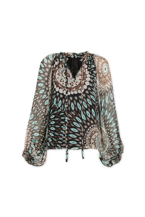 Maisy Printed Silk Top view 4