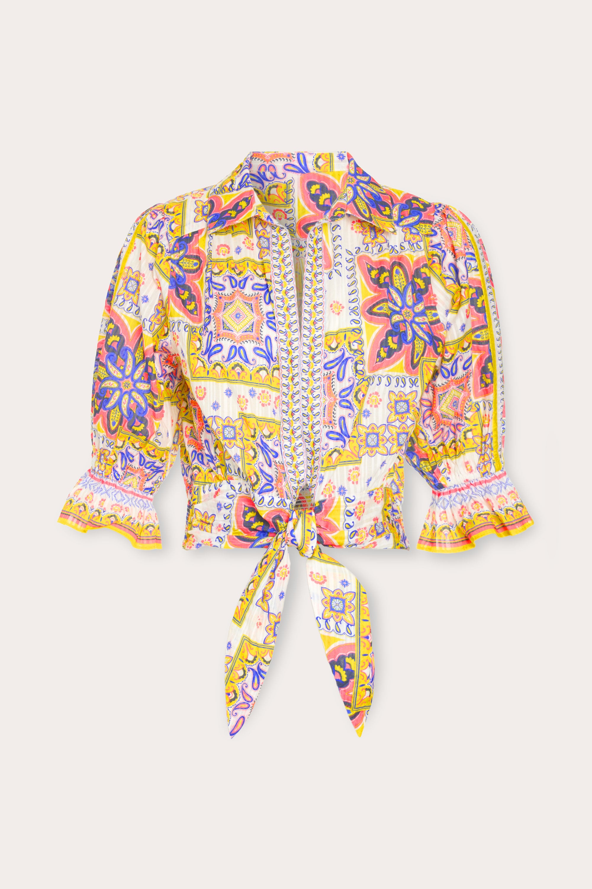Zola Cotton Printed Top in white piazza | Ramy Brook