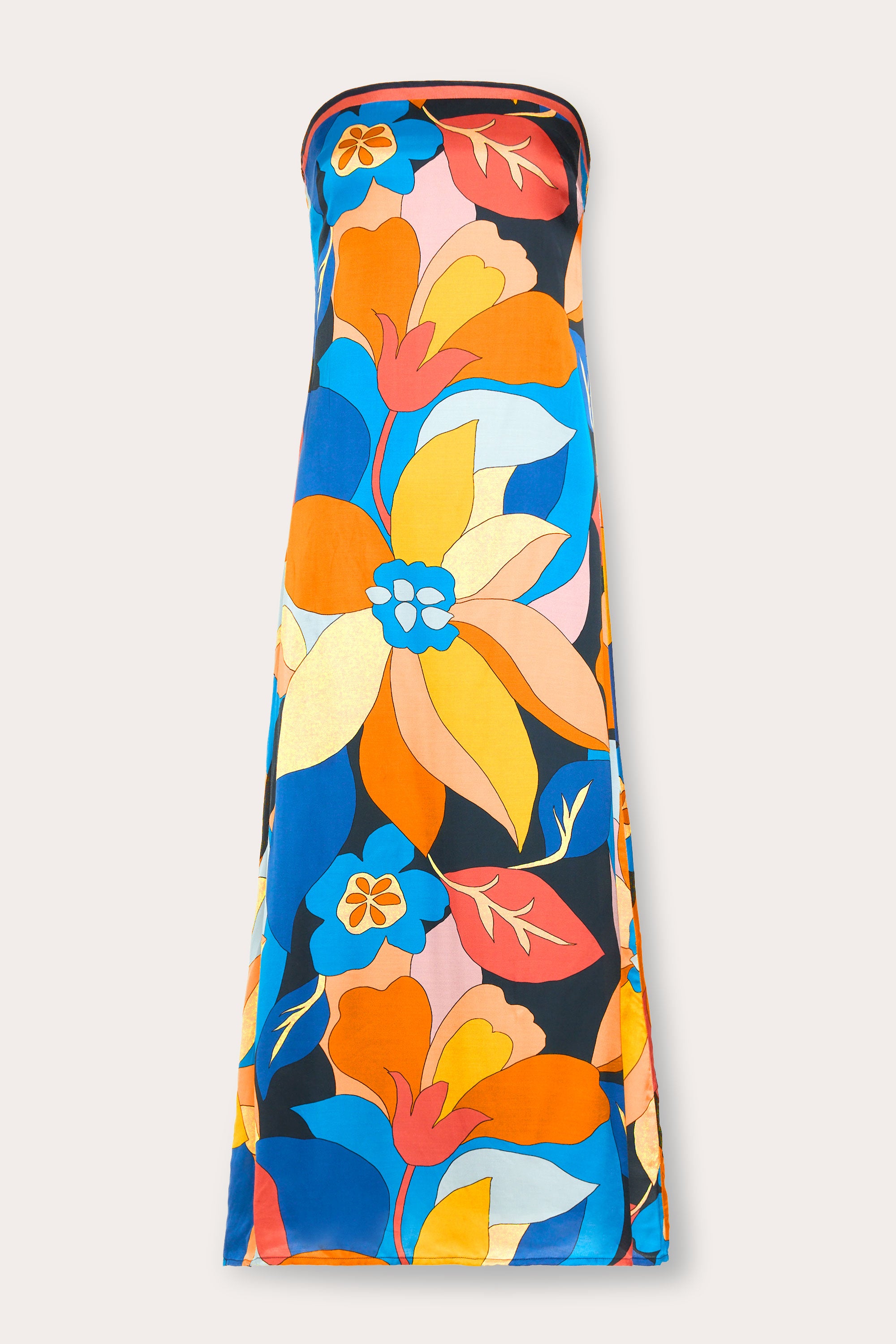 Isley Printed Strapless Midi Dress in navy hibiscus | Ramy Brook