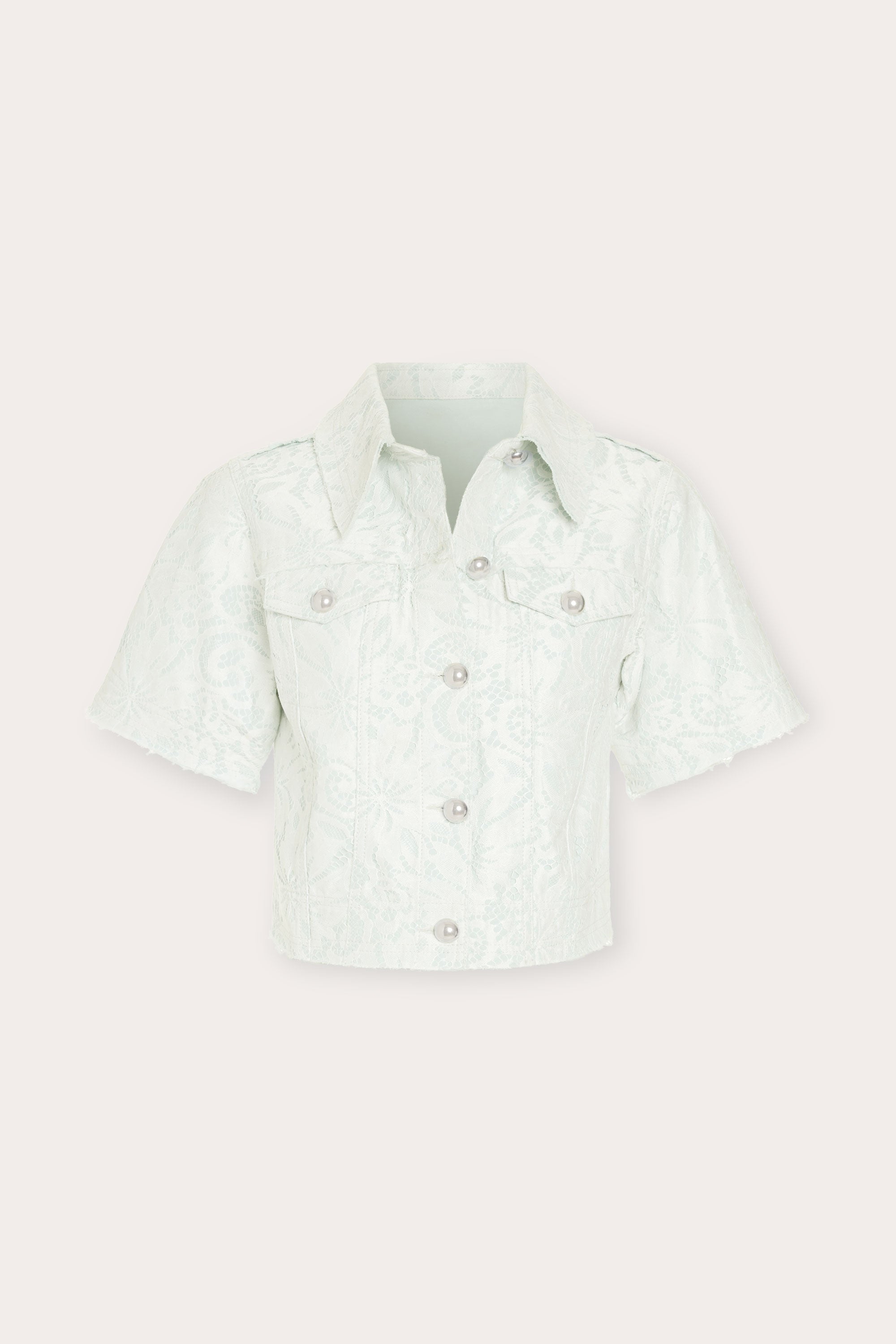 Winnie Lace Cropped Jacket in blue breeze | Ramy Brook