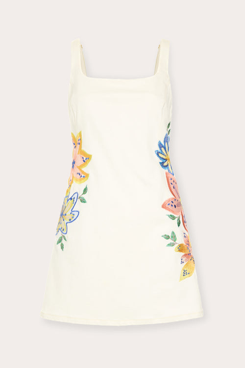 Adriana Floral Embroidered Denim Mini Dress view 7