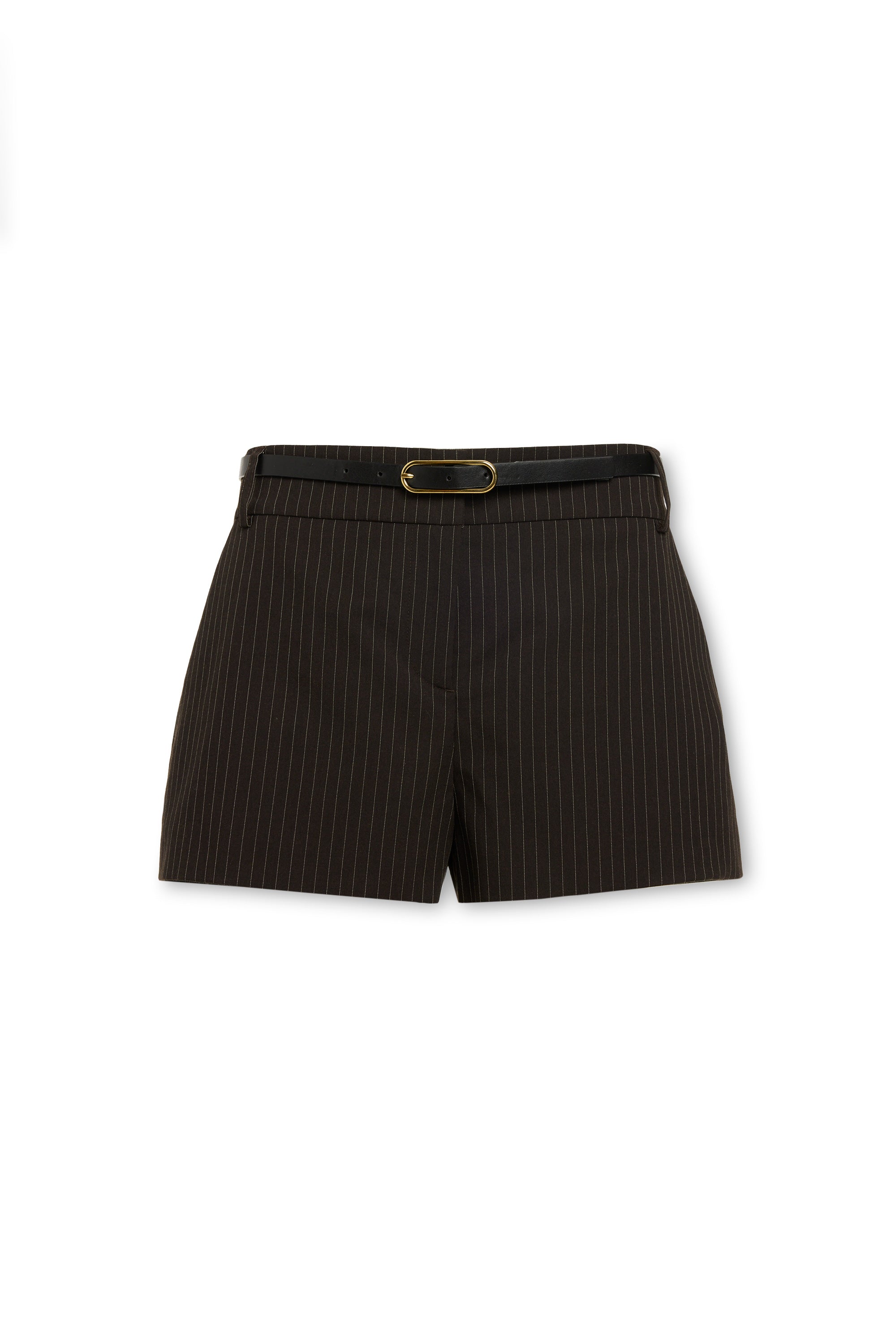 Ximena Pinstripe Mini Short in brown pinstripe | Ramy Brook