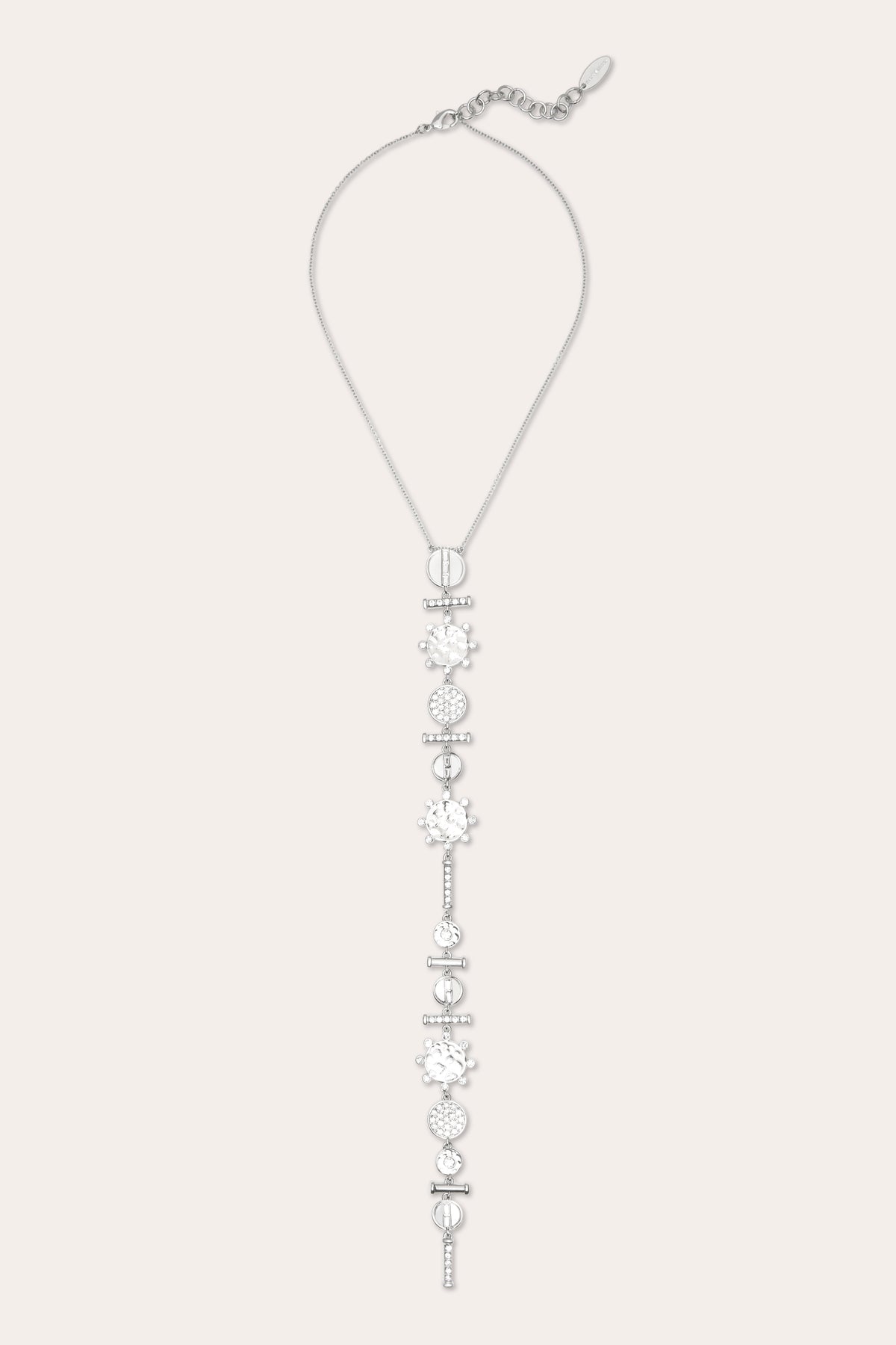 Cora Linear Lariat Necklace in rhodium | Ramy Brook