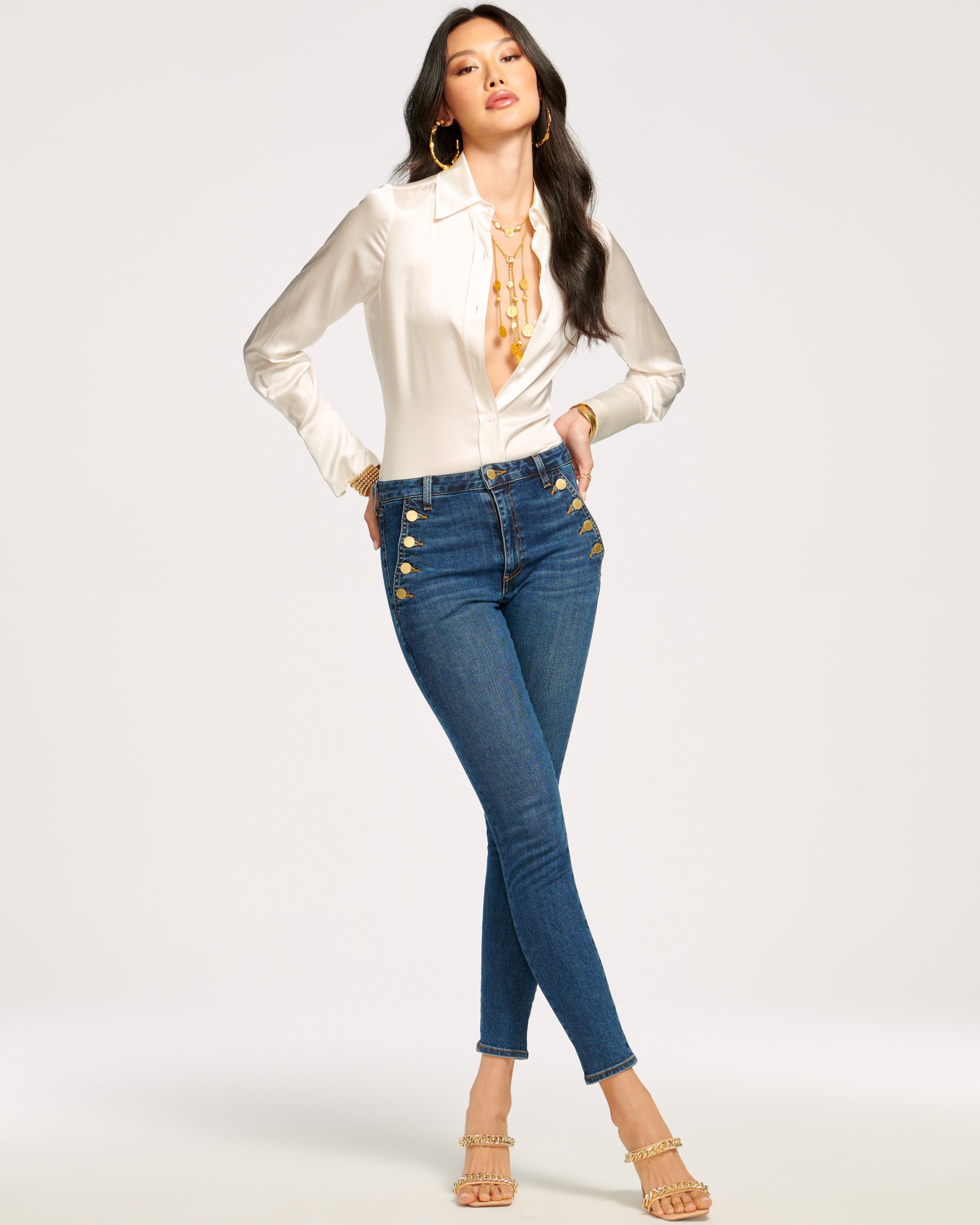 Helena High-Rise Skinny Jean in medium wash | Ramy Brook