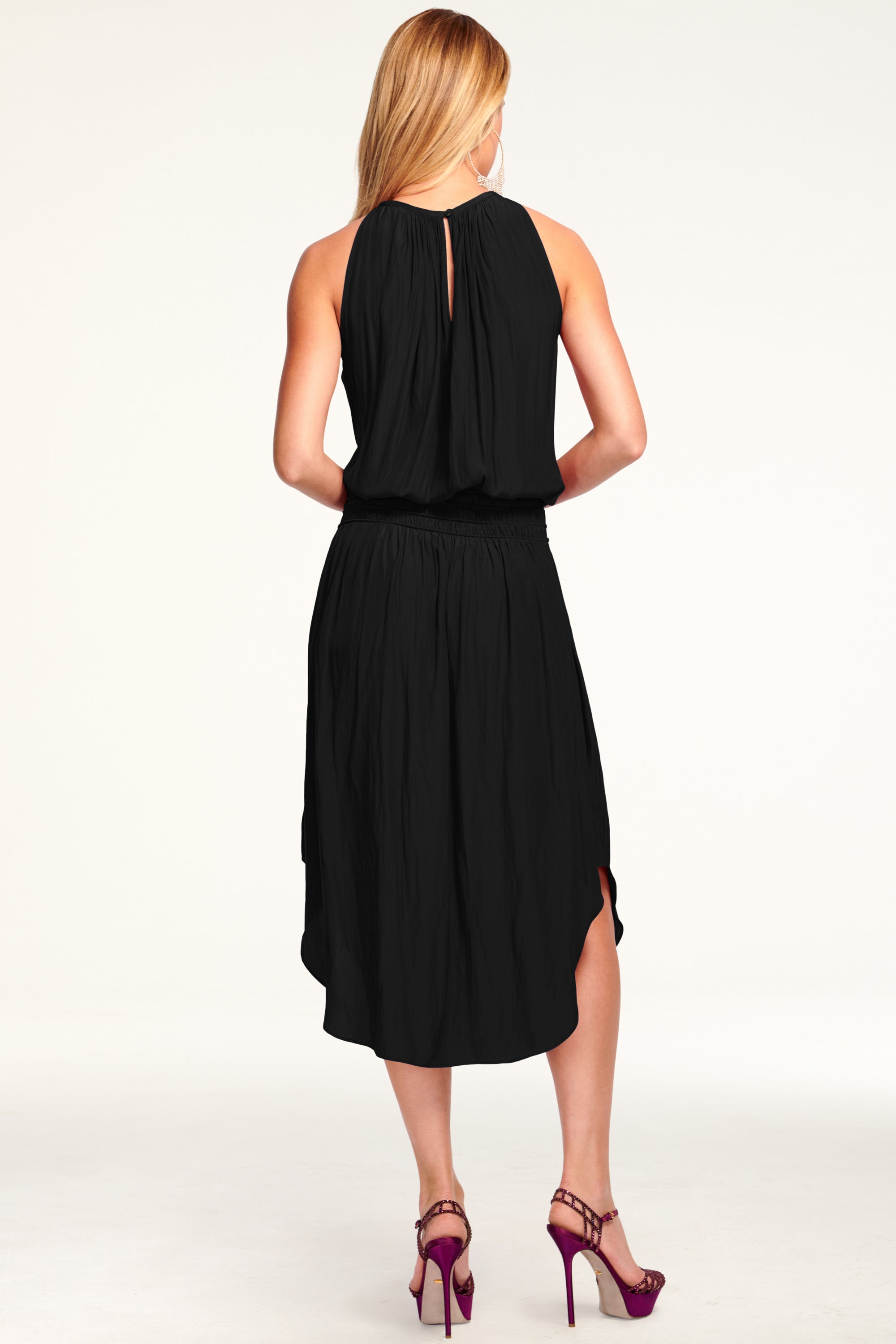 ramy brook audrey smocked midi dress Ramy Brook Audrey Smocked Midi Dress in Navy