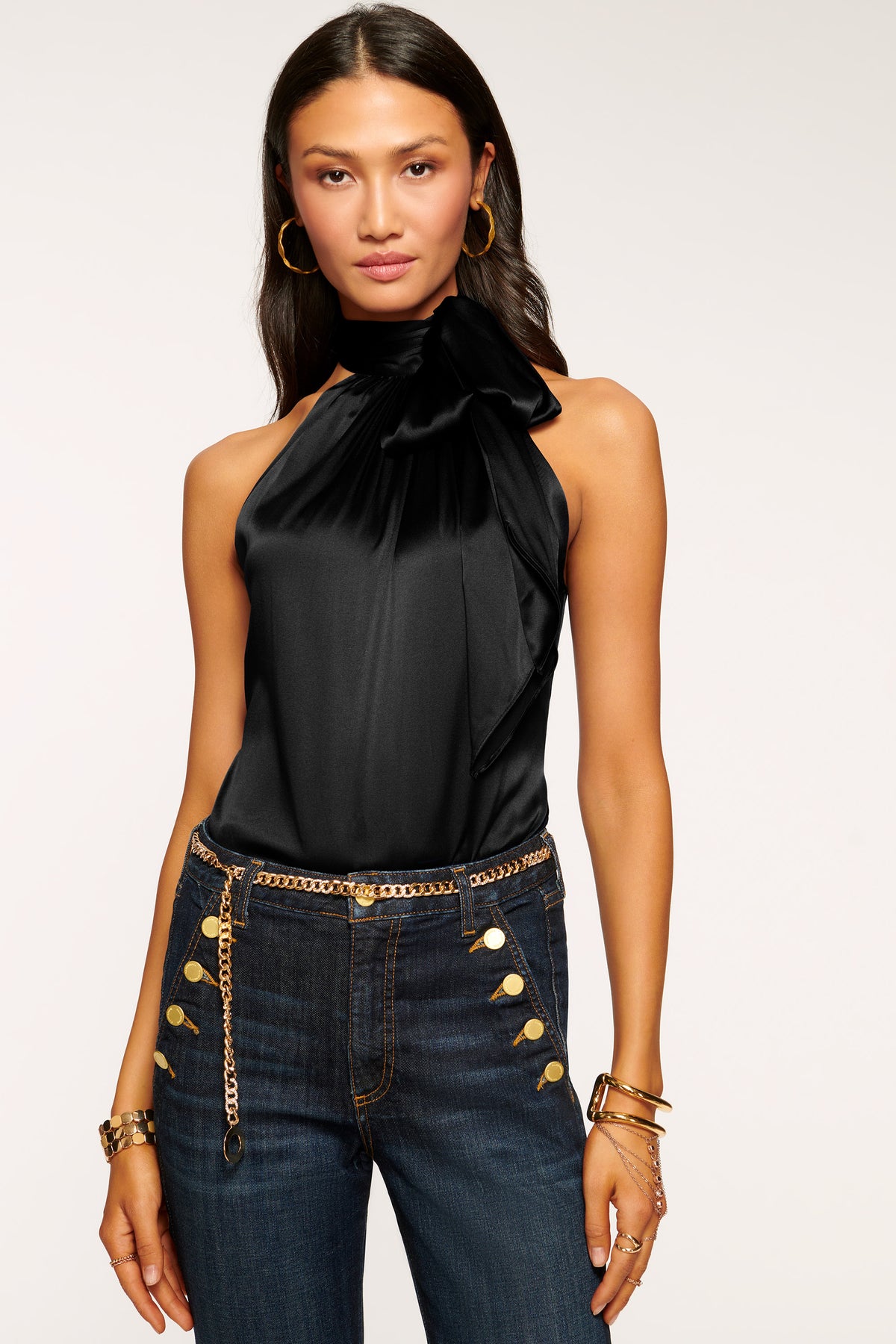 Lori Silk High Neck Tank Top view 1