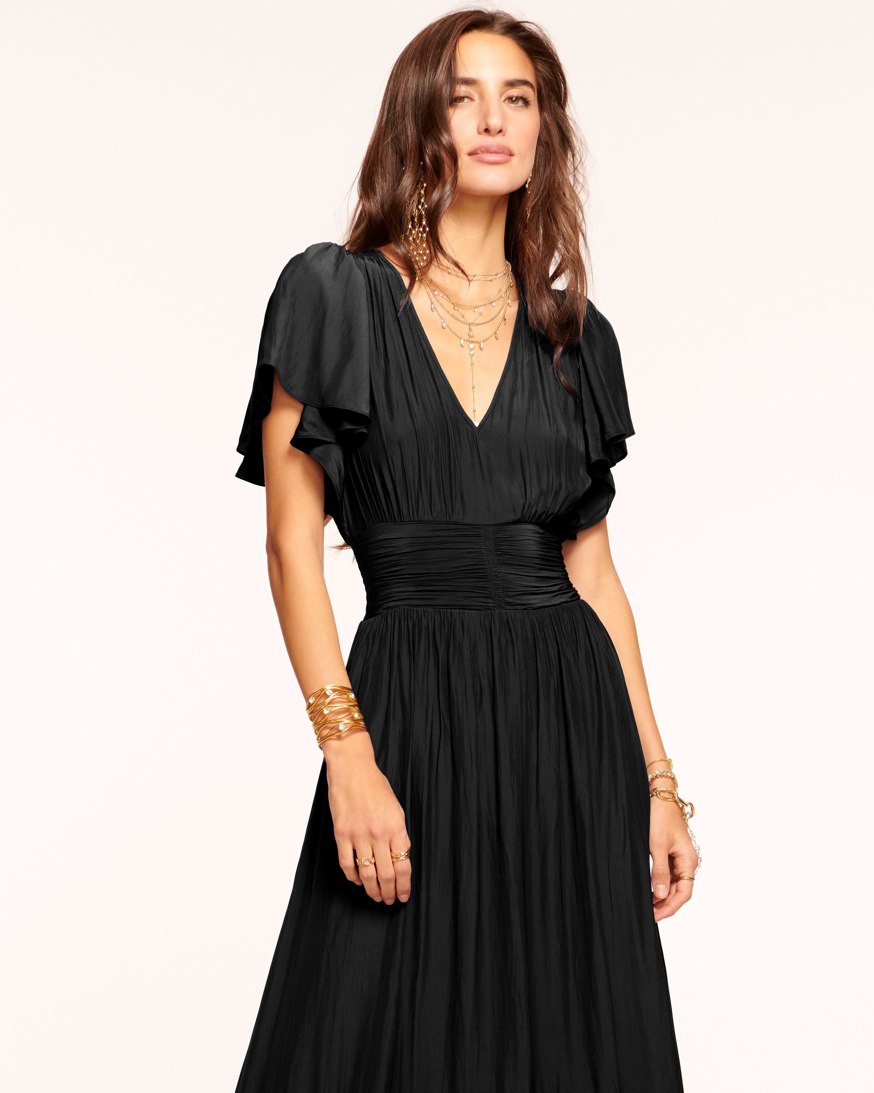 Ramy Brook Joanie Short Sleeve Maxi Dress in Black