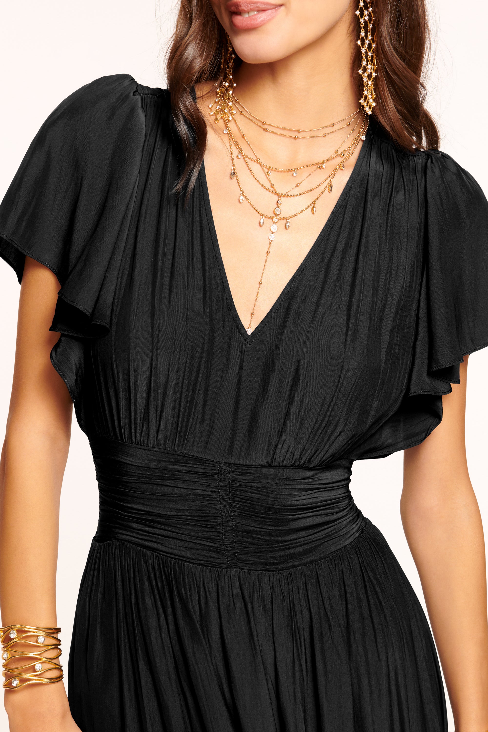 Joanie Short Sleeve Maxi Dress in black | Ramy Brook