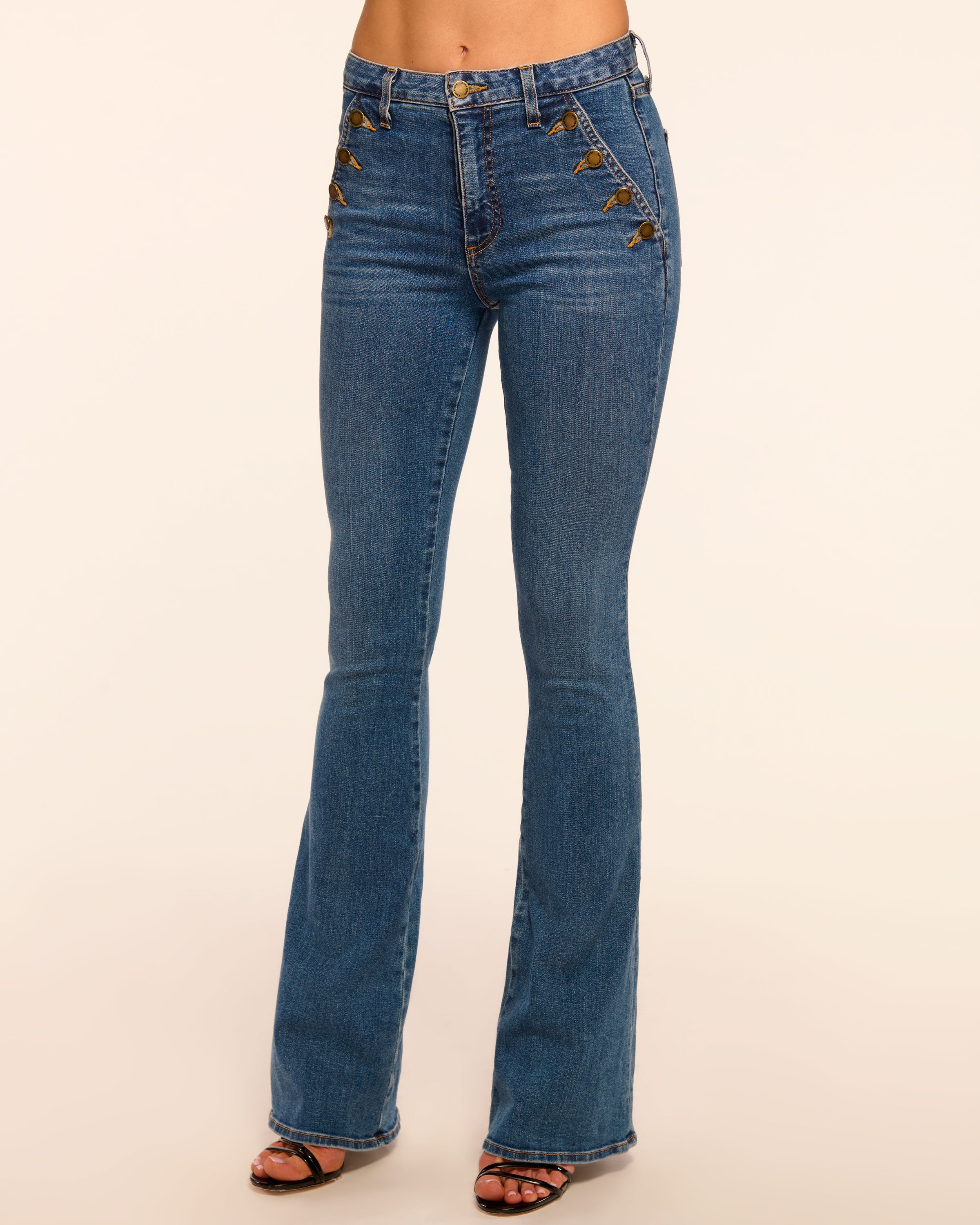 Helena High-Rise Flare Jean in medium wash | Ramy Brook