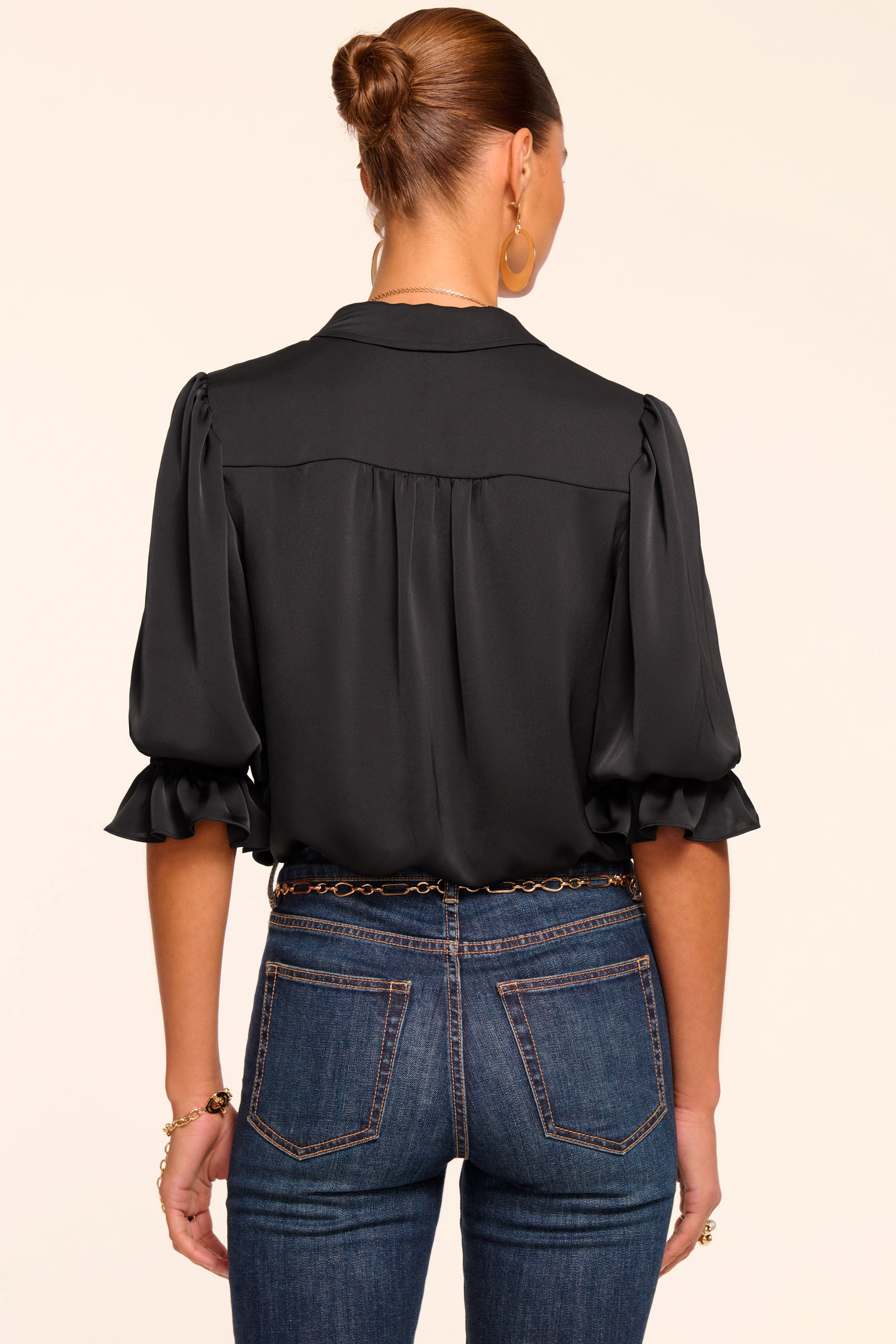 Dina Button Down Bodysuit in black | Ramy Brook