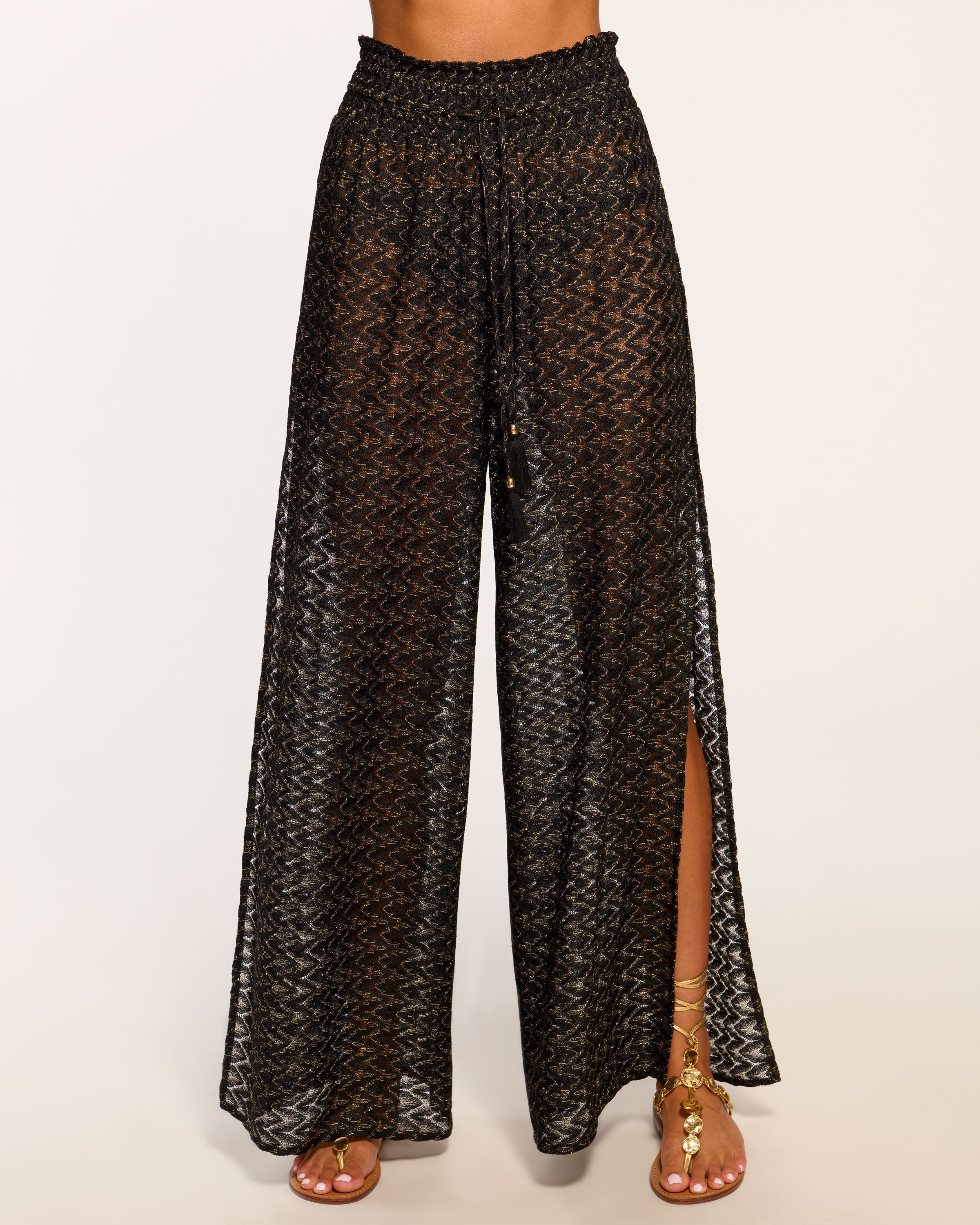 Glora High Rise Coverup Pant in black zigzag | Ramy Brook