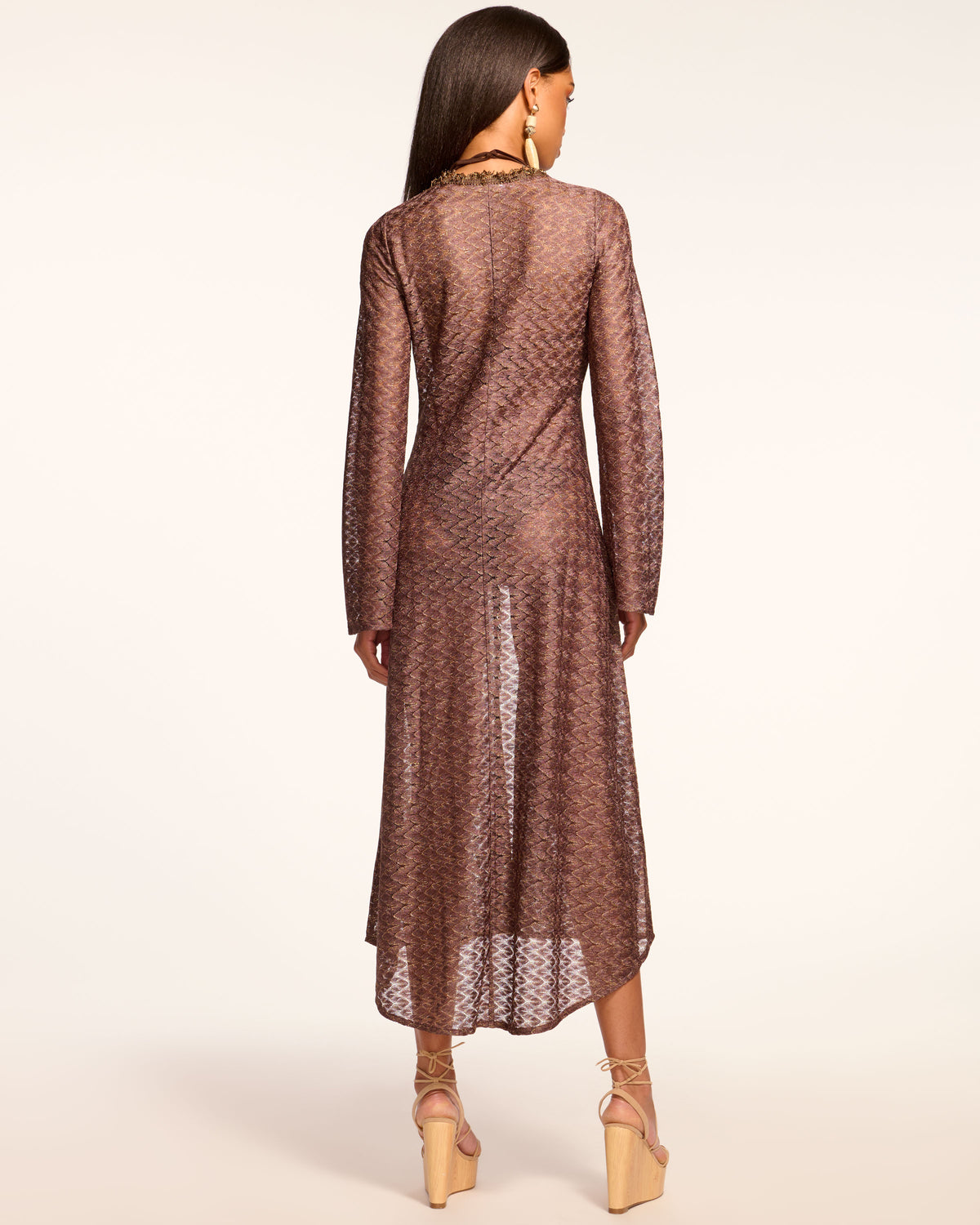 Fatima Coverup Dress in brown zigzag | Ramy Brook