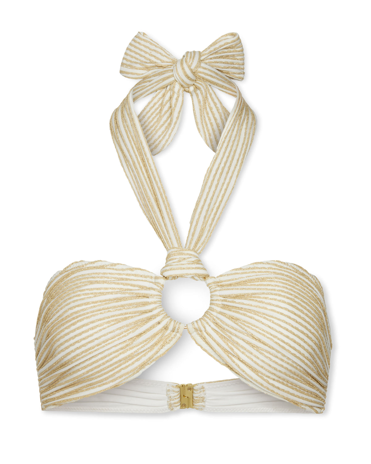 Sparkle Marie Halter Bikini Top in gold scallop | Ramy Brook