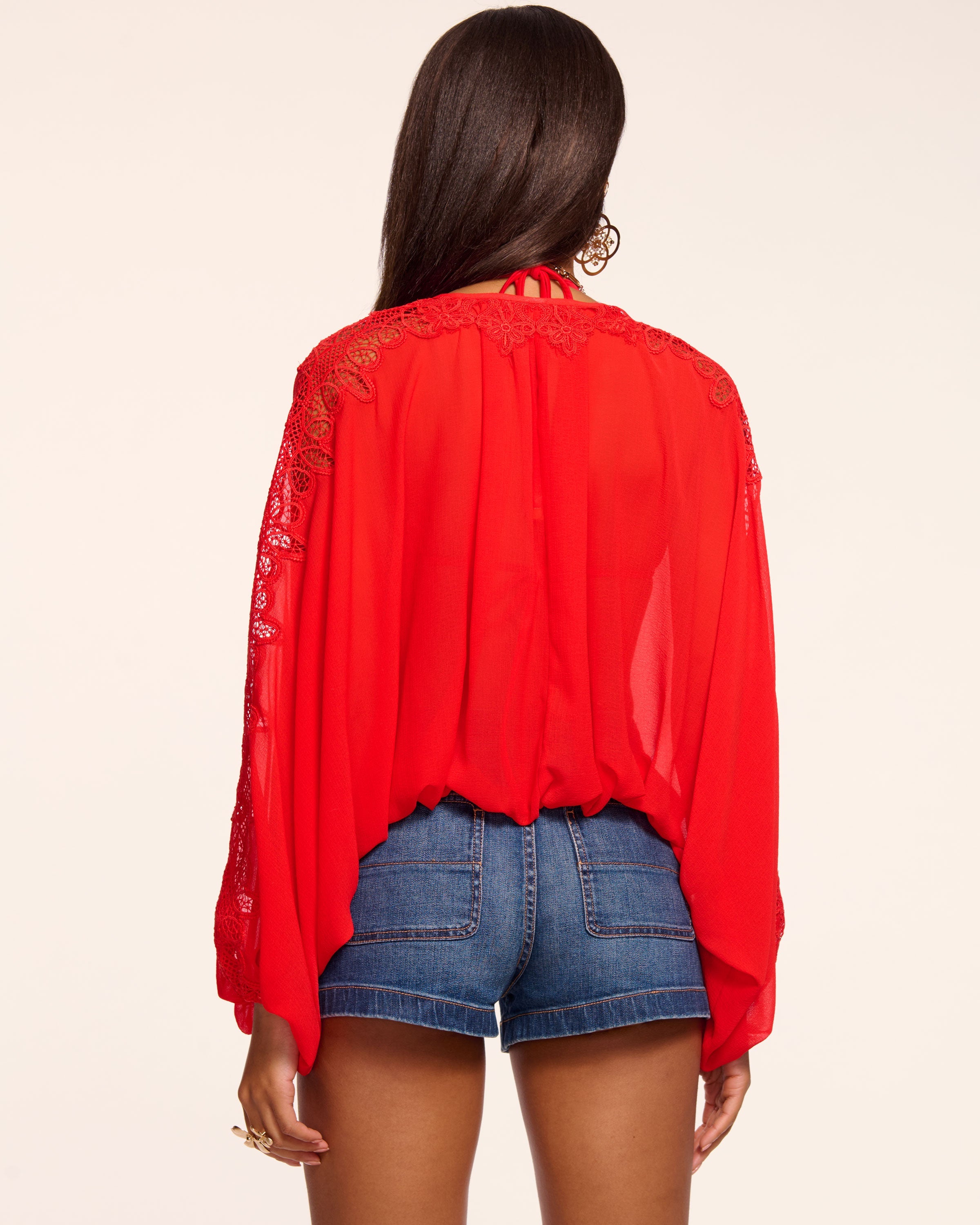 Ange Embellished Coverup Top in flame | Ramy Brook
