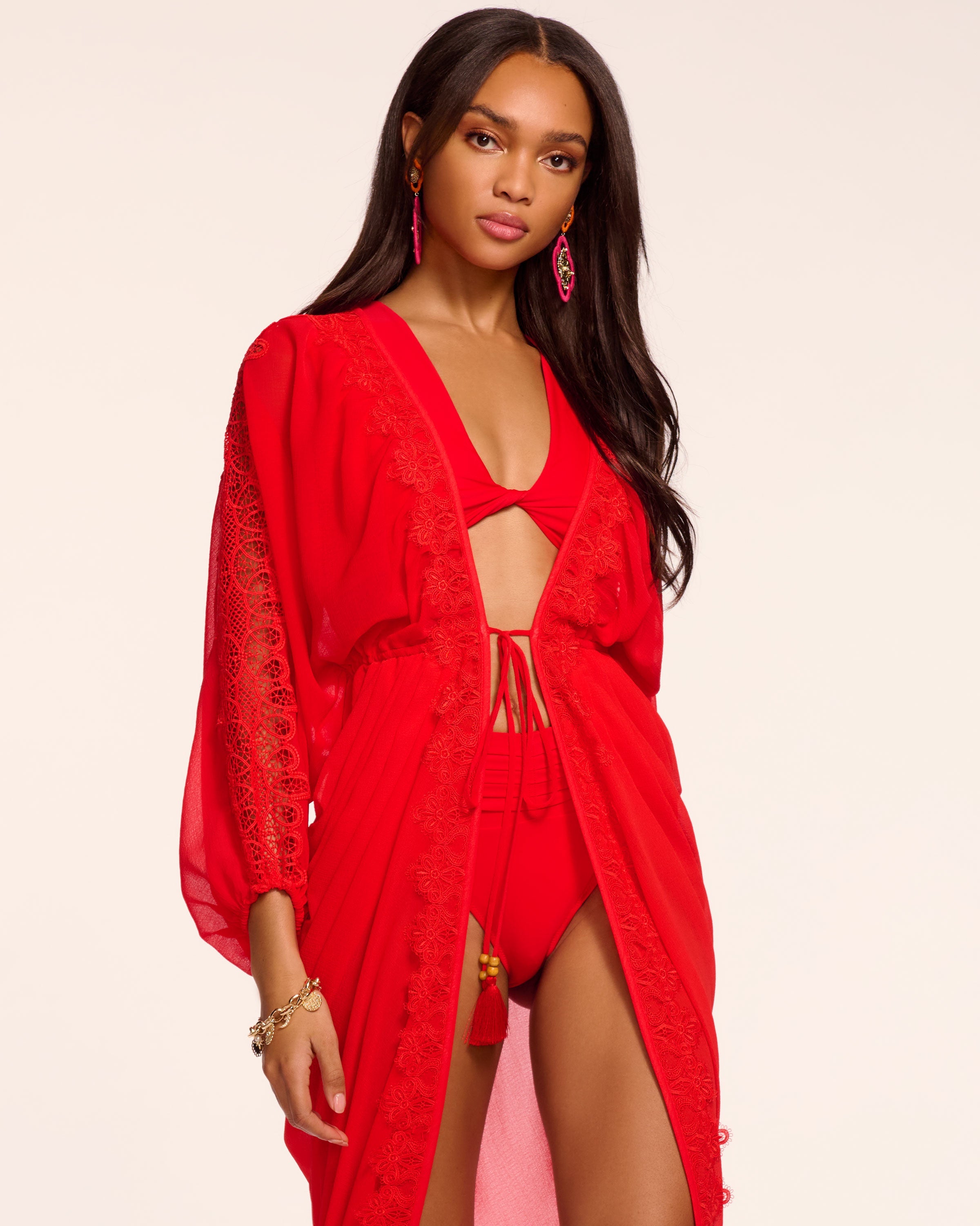 Bernice Embellished Coverup Maxi Dress in flame | Ramy Brook