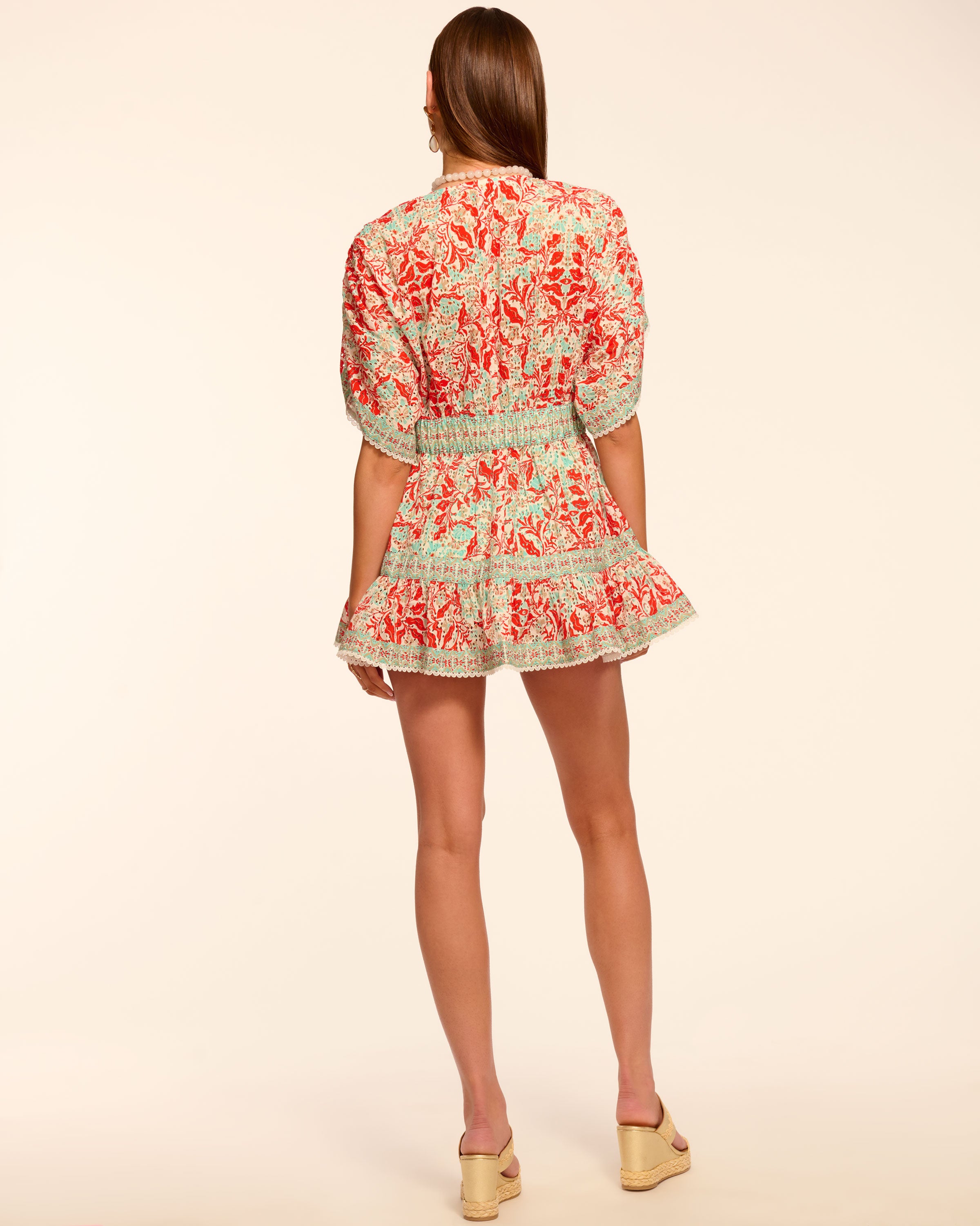 Margo Eyelet Coverup Mini Dress in flame eyelet | Ramy Brook