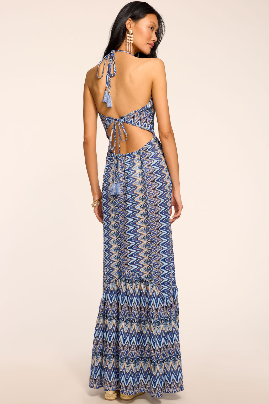 maxi chevron dress Ramy Brook Delilah Chevron Knit Coverup Maxi Dress in Ocean Zigzag