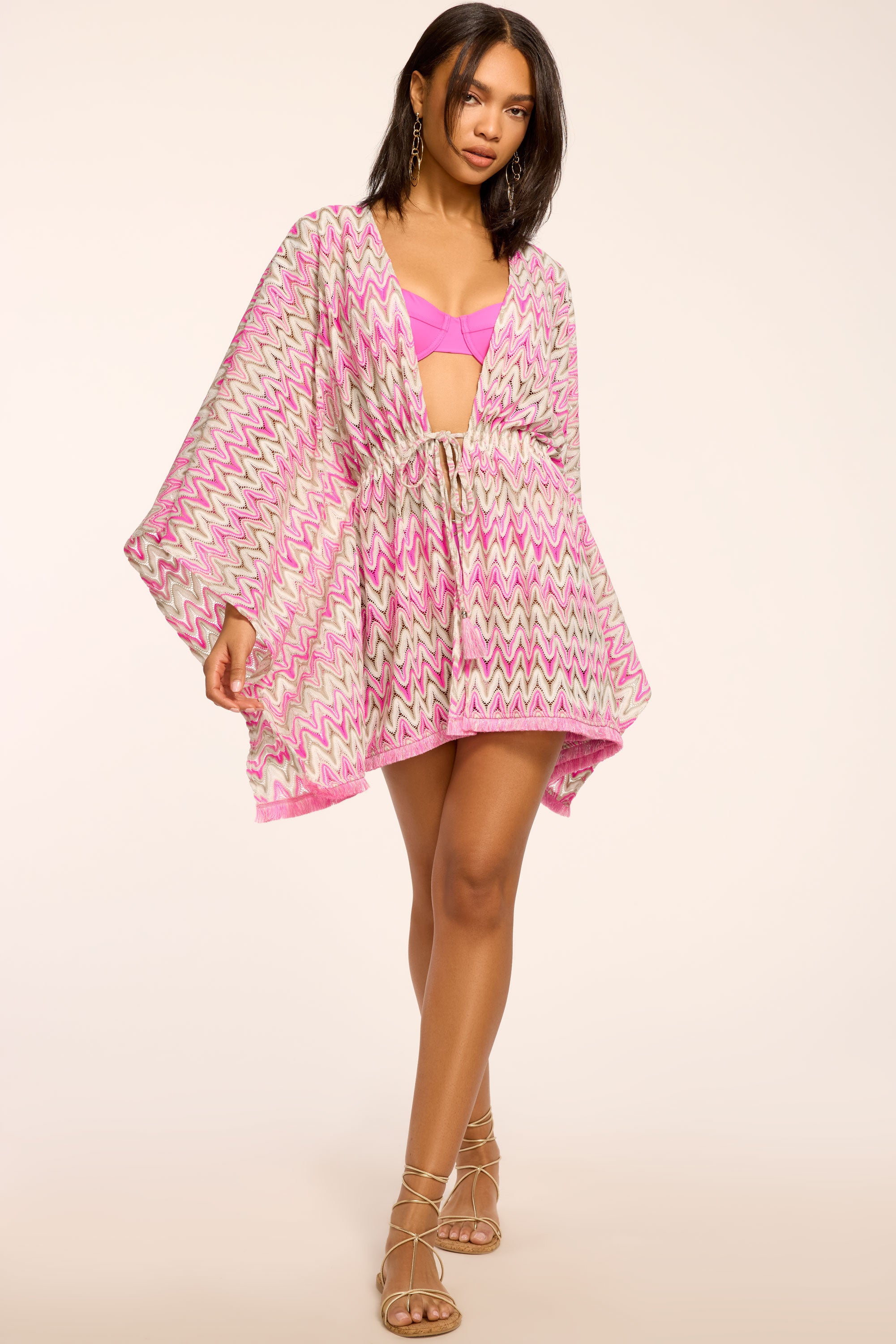 Mckala Chevron Knit Mini Coverup Dress in pink zigzag | Ramy Brook