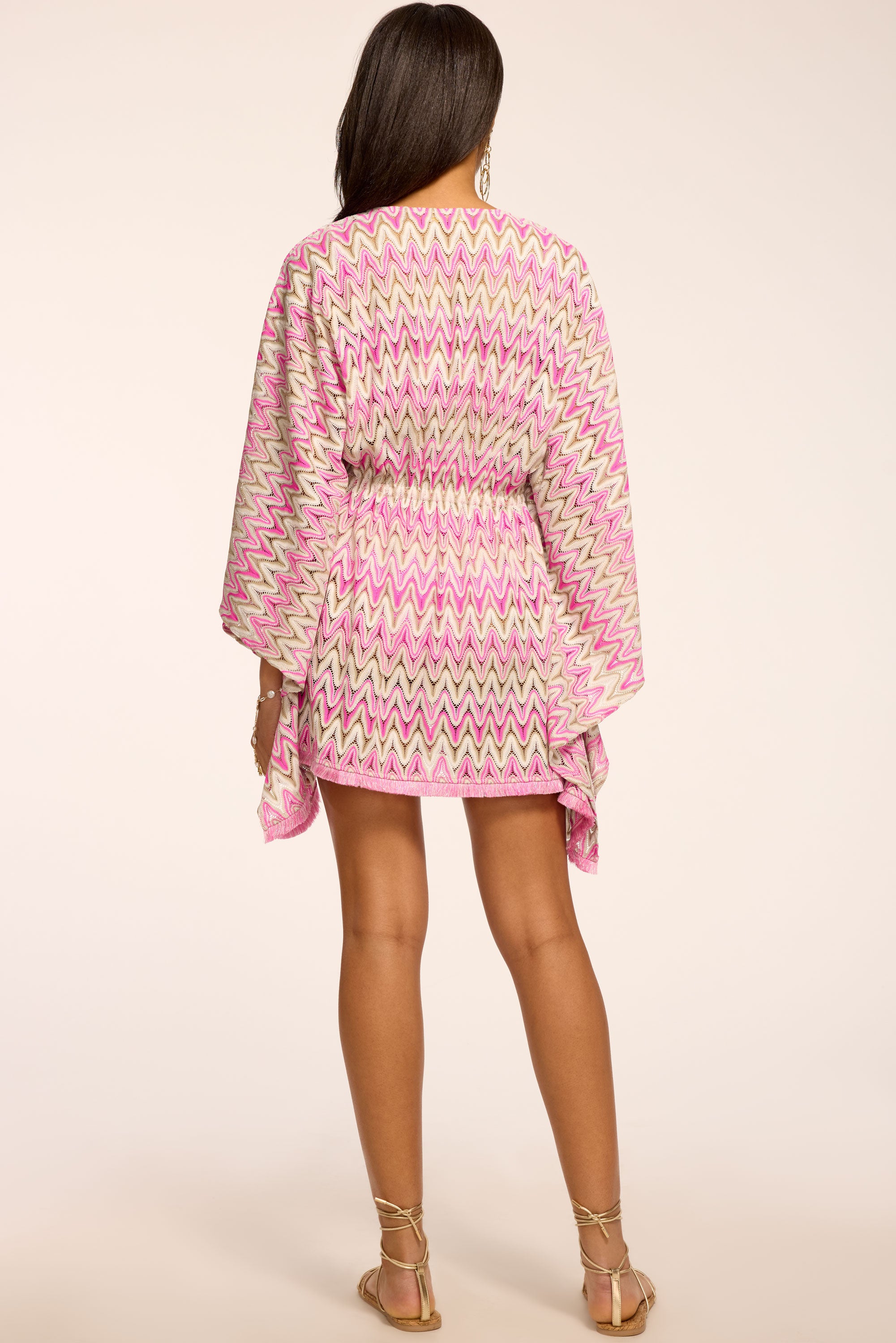 Mckala Chevron Knit Mini Coverup Dress in pink zigzag | Ramy Brook