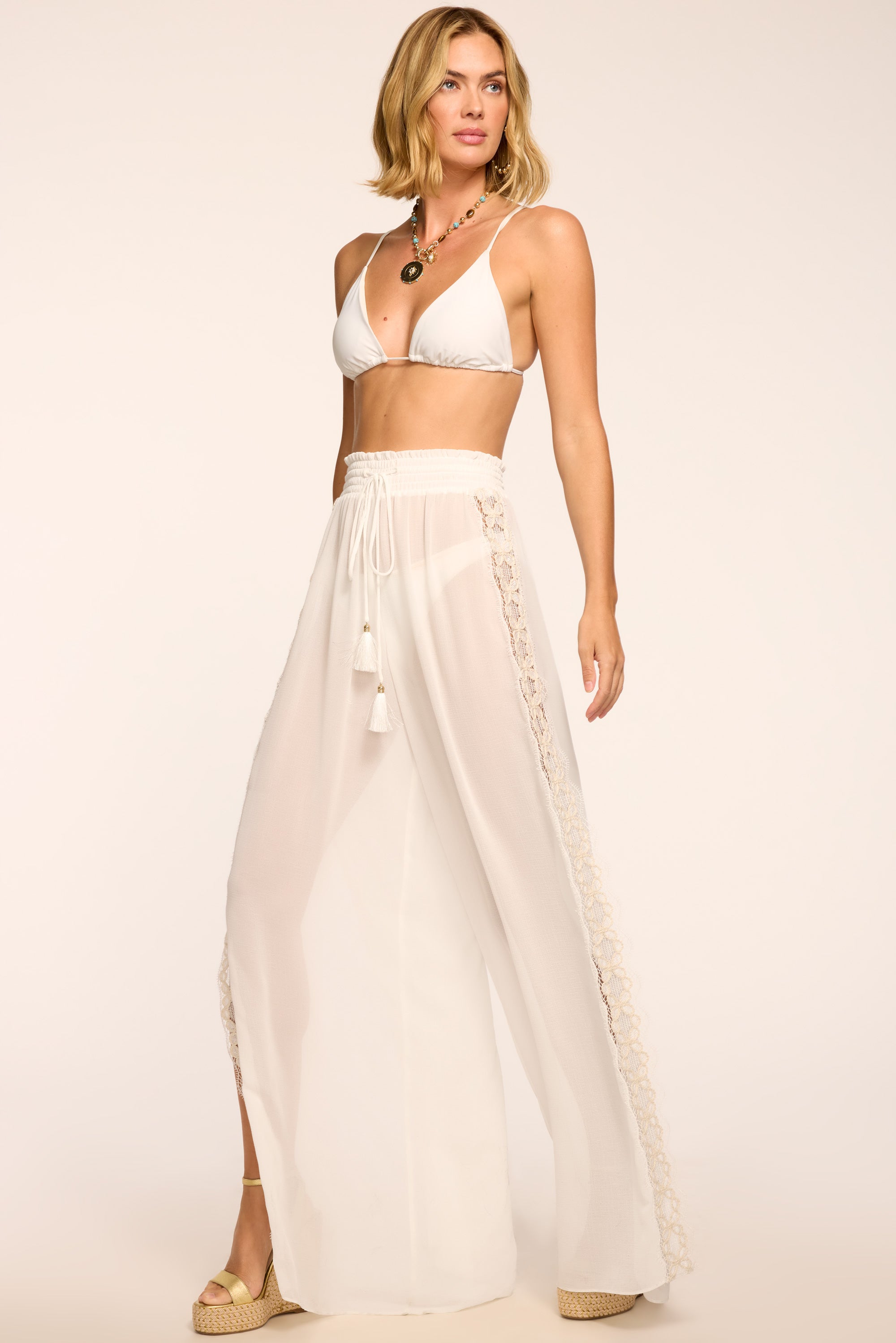 Athena Embellished Pant in white | Ramy Brook