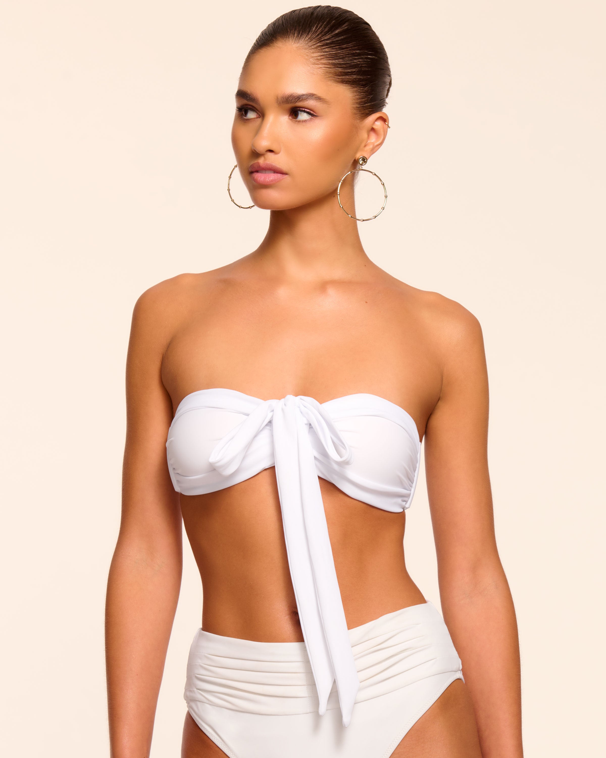 Arielle Convertible Bandeau Bikini Top in white | Ramy Brook