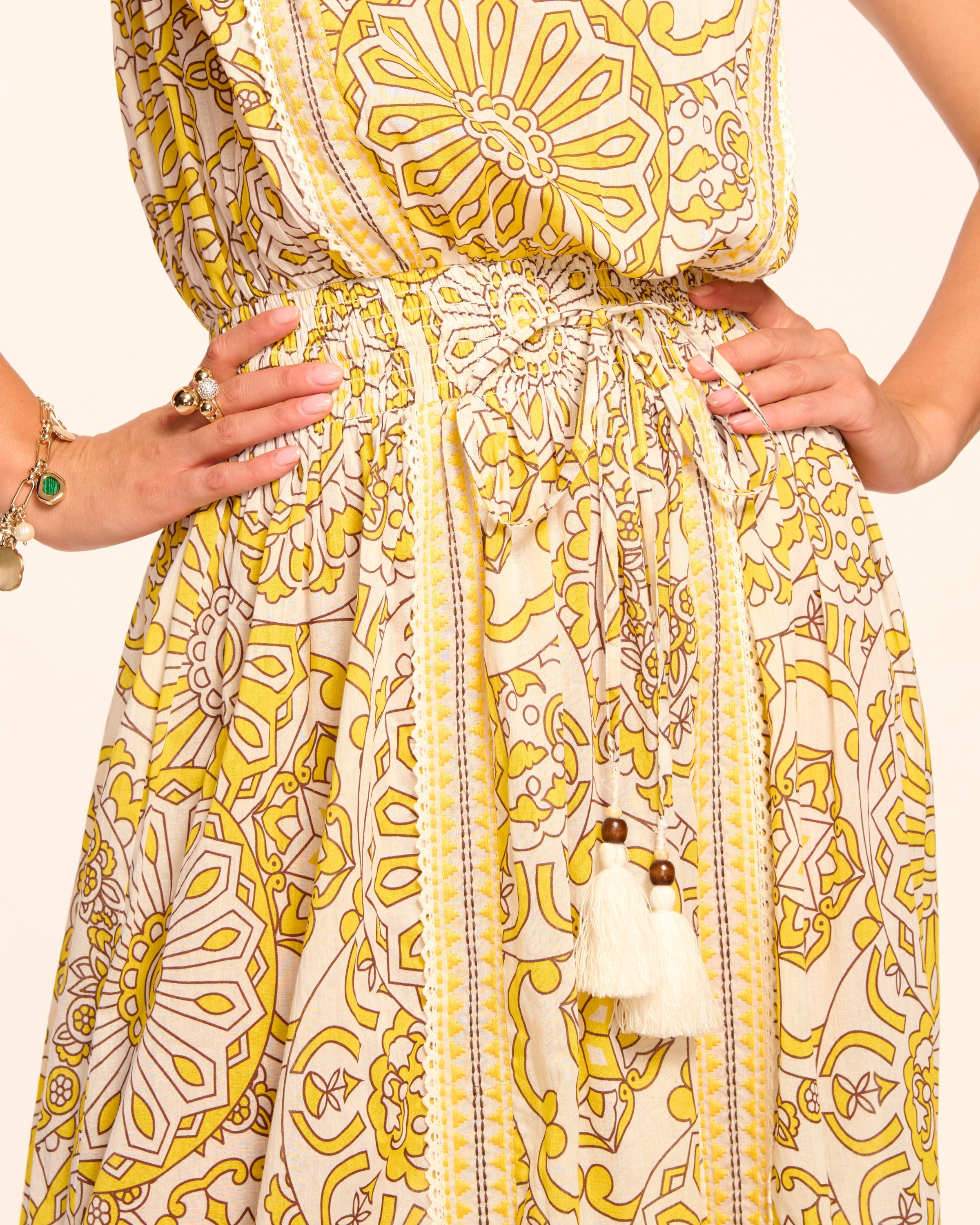 Nadine Cotton Strapless Coverup Maxi Dress in sunglow kaleidoscope