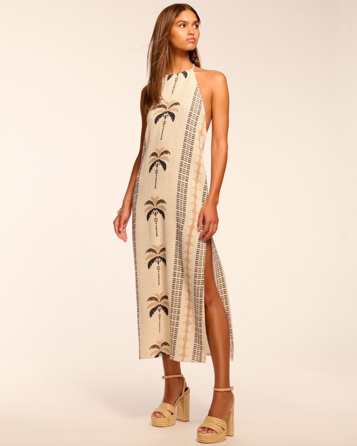 Gardenia Halter Coverup Midi Dress in palm print | Ramy Brook