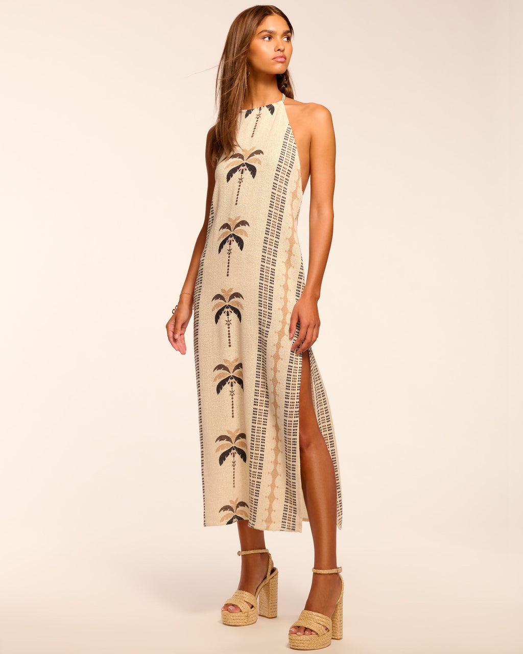 gardenia midi dress Gardenia Halter Coverup Midi Dress in palm print