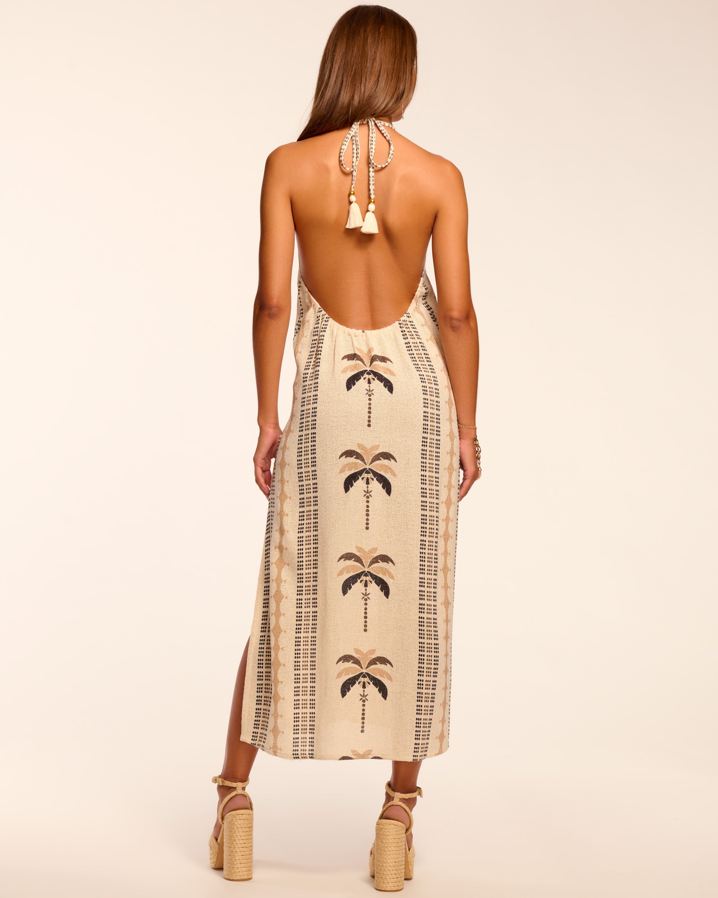 Gardenia Halter Coverup Midi Dress in palm print | Ramy Brook