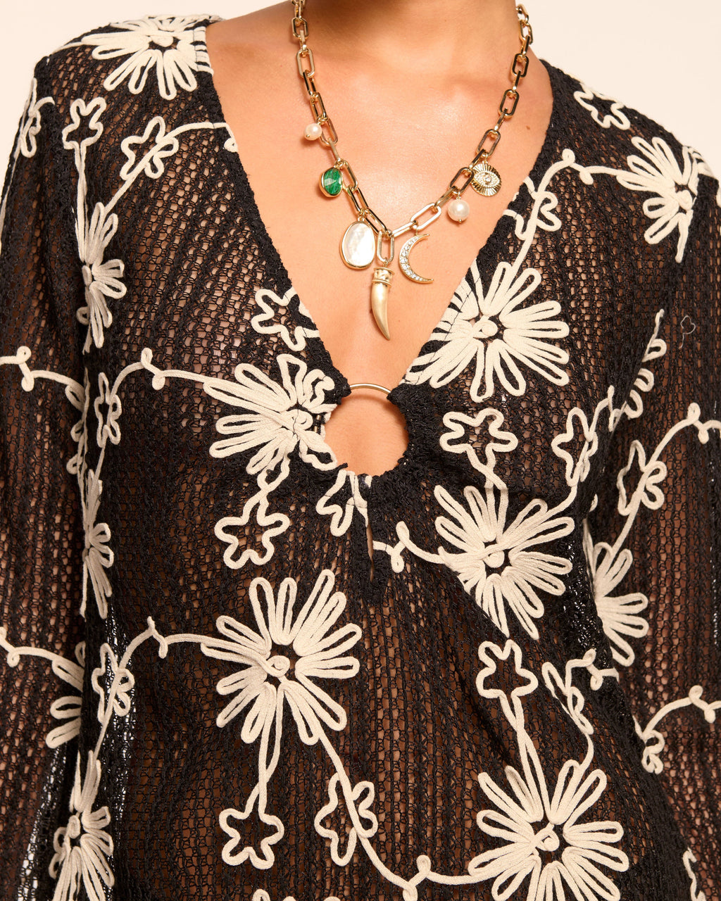 Cassie Embroidered Coverup Mini Dress in black embroidered | Ramy Brook Cassie Embroidered Coverup Mini Dress in black embroidered | Ramy Brook