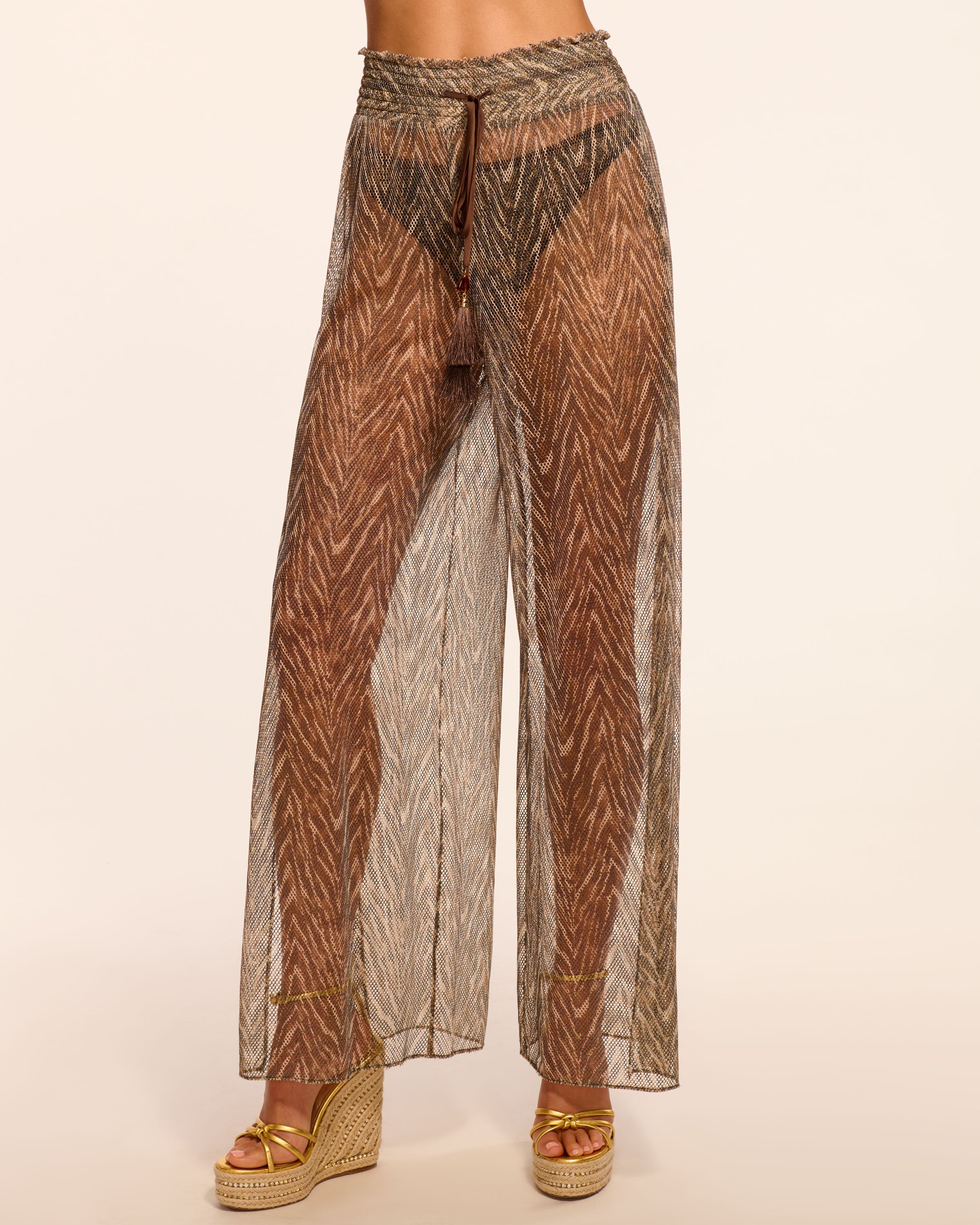 Priya Wide Leg Coverup Pant in brown zebra | Ramy Brook