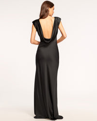 slim fit dress slacks SATIN BIAS COWL BACK MAXI | BLACK — THIRD FORM main image 1