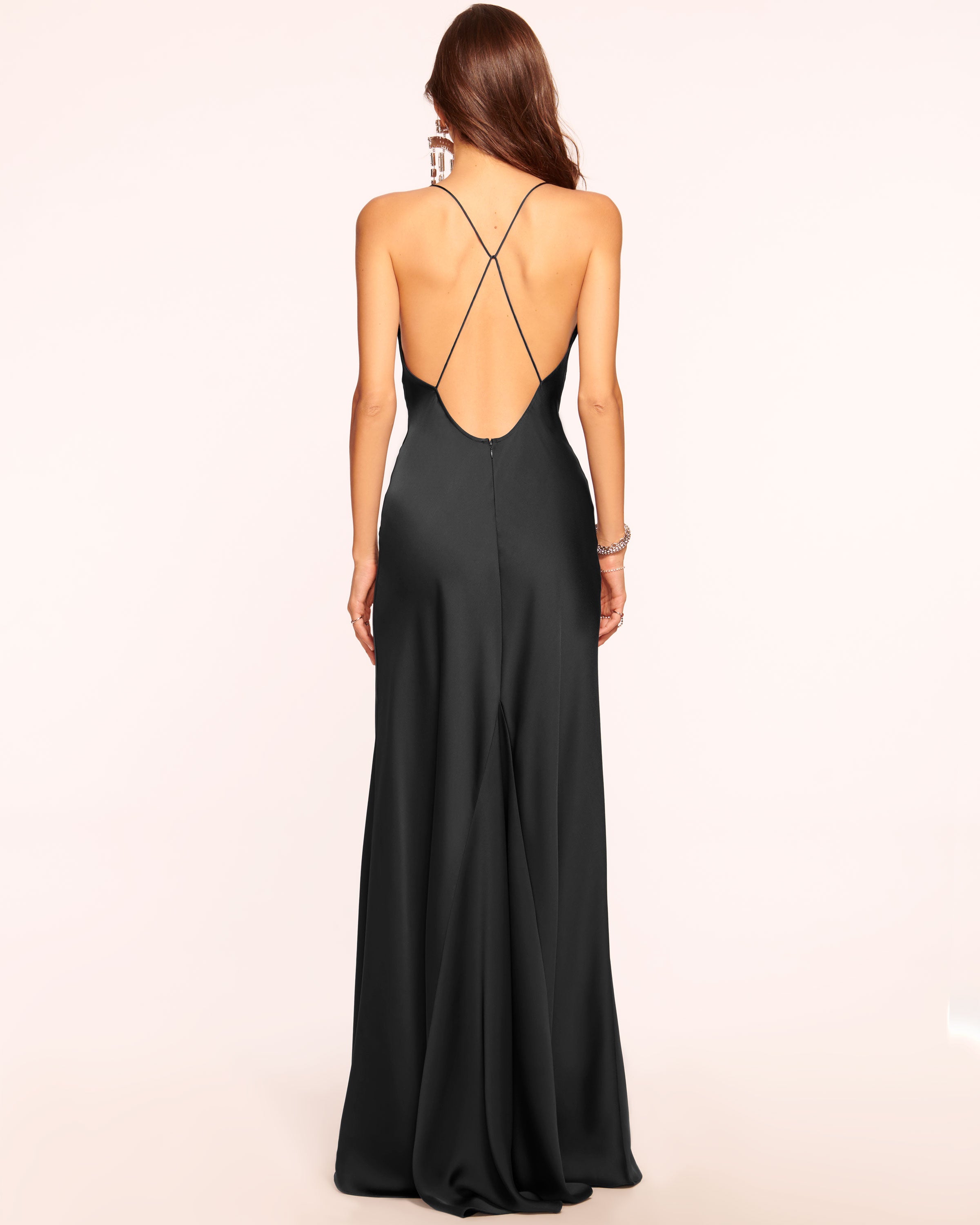 Caspe V-Neck Gown in black | Ramy Brook