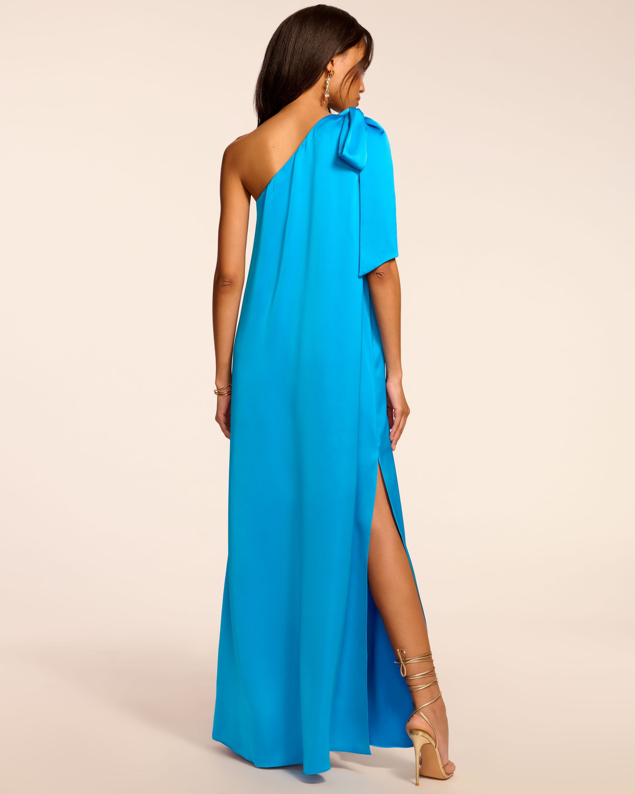 ERADIE Shoulder Ribbon Satin 美品 Benita One-Shoulder Gown in royale blue | Ramy Brook