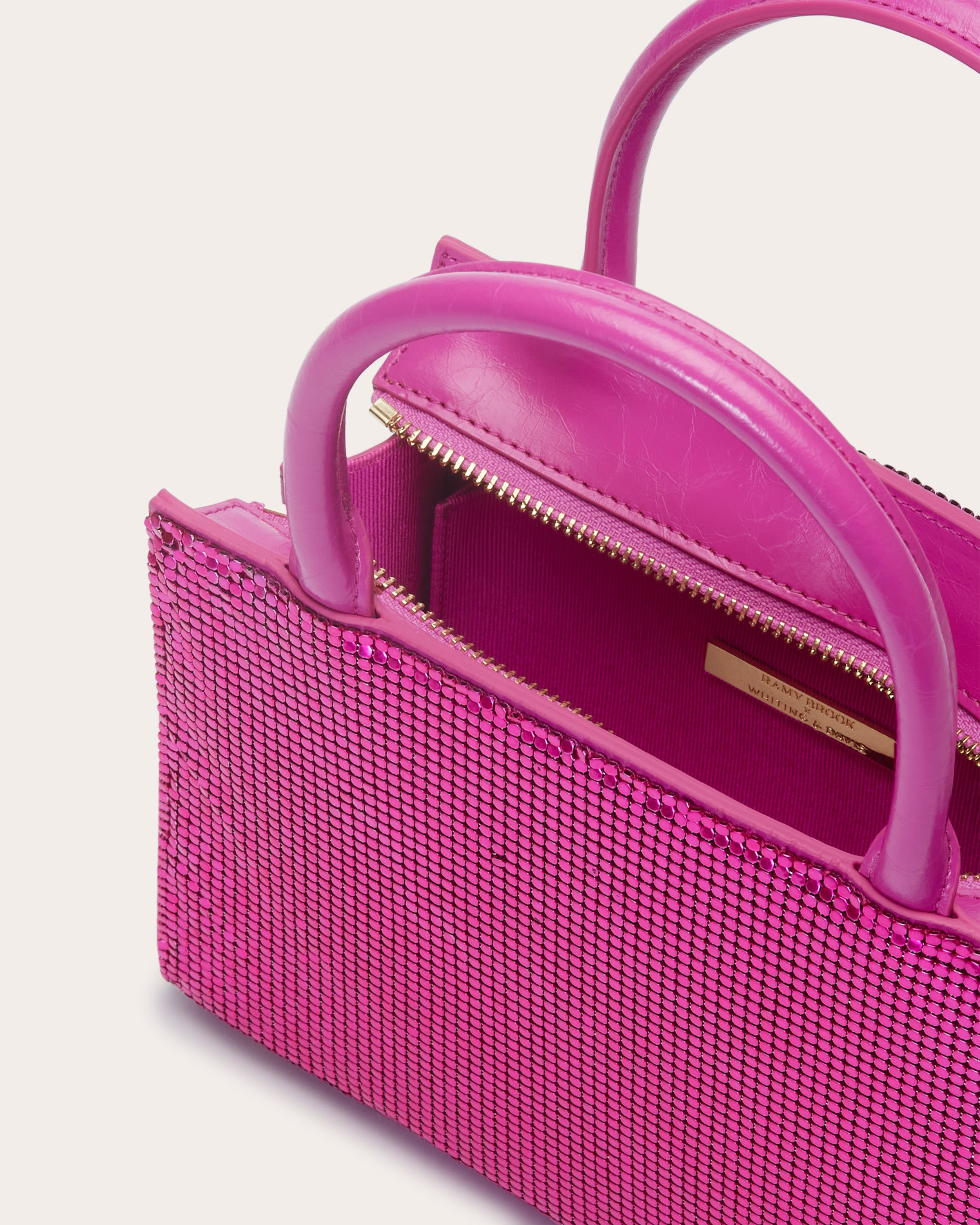 Portia Leather Chainmail Bag in electric pink | Ramy Brook