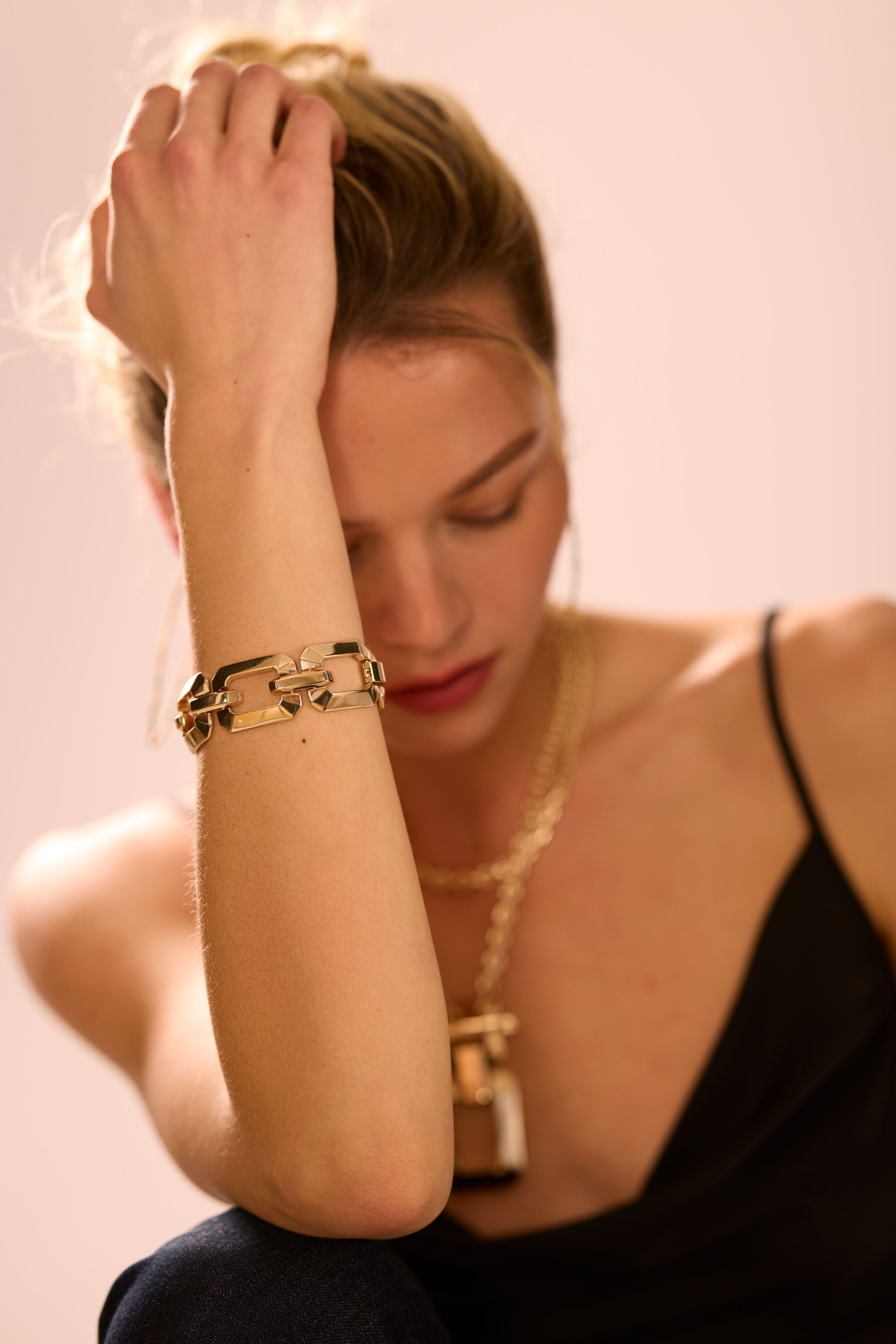 Lucia Statement Buckle Bracelet in gold | Ramy Brook