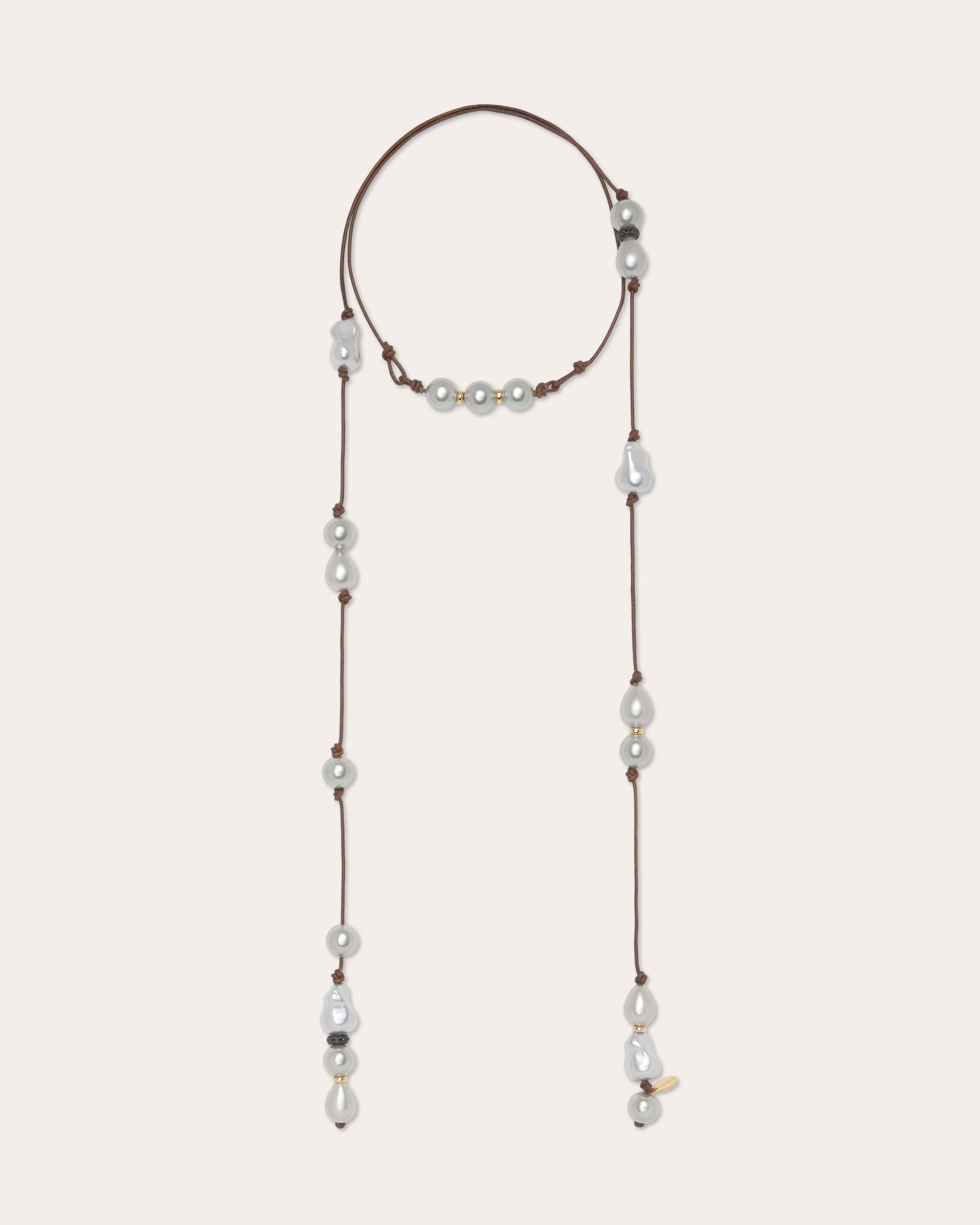 Riya Pearl Cord Wrap Necklace in pearl | Ramy Brook