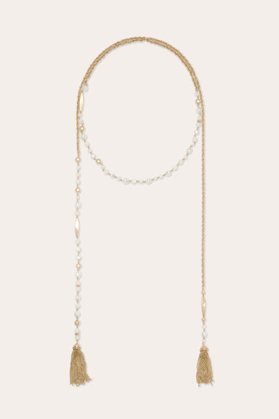 Nira Tassel Lariat Necklace in gold | Ramy Brook