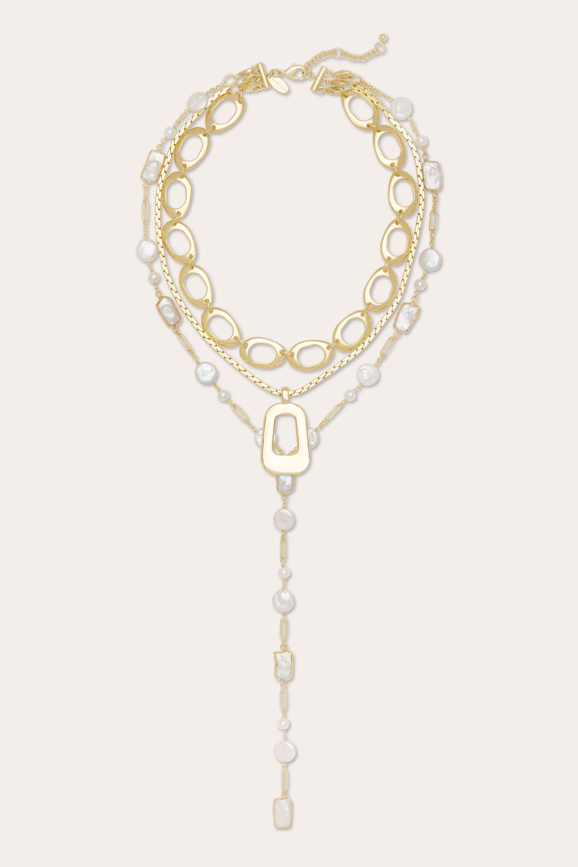 Elissa Pearl Lariat Necklace in gold | Ramy Brook