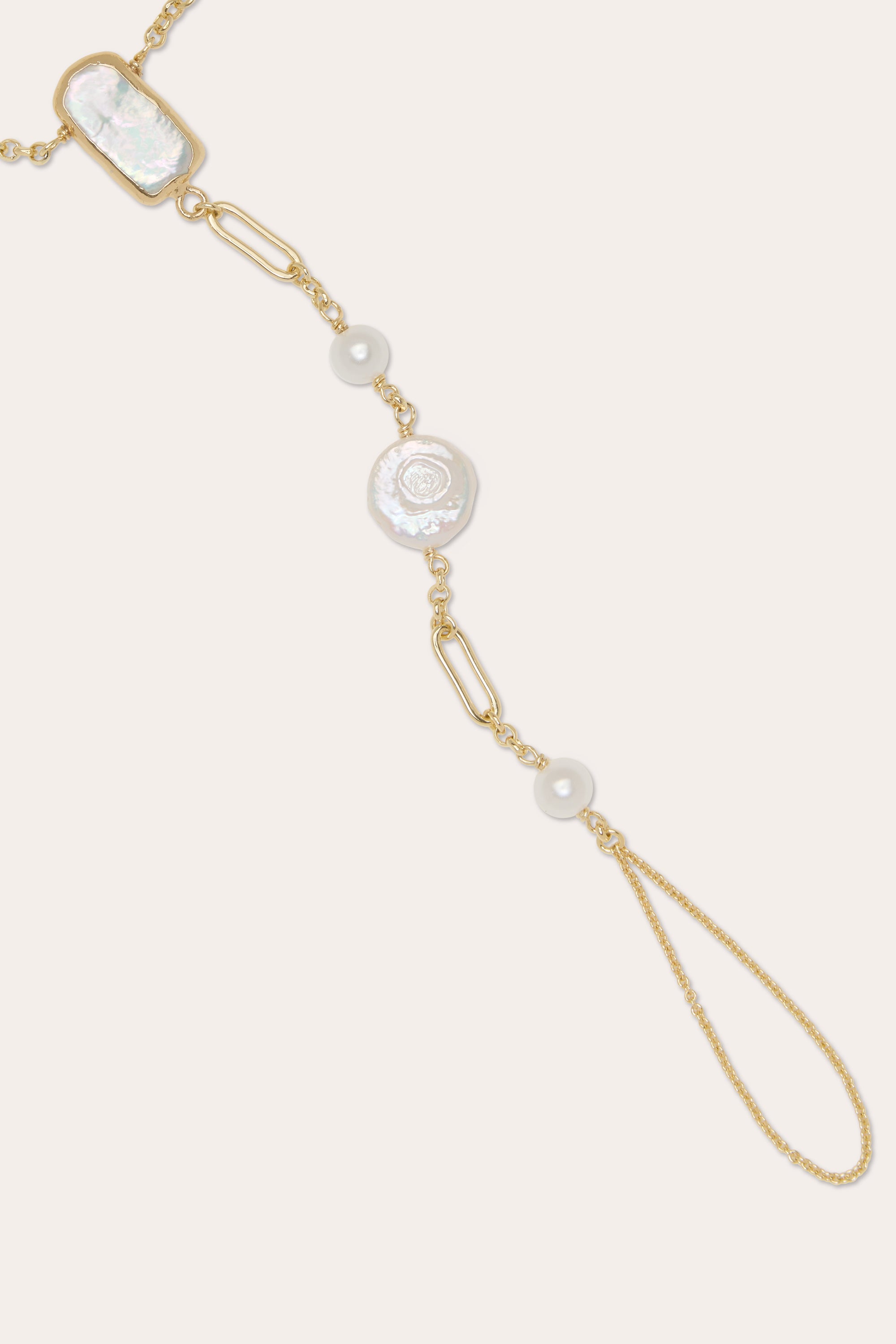 Elissa Pearl Hand Chain in gold | Ramy Brook