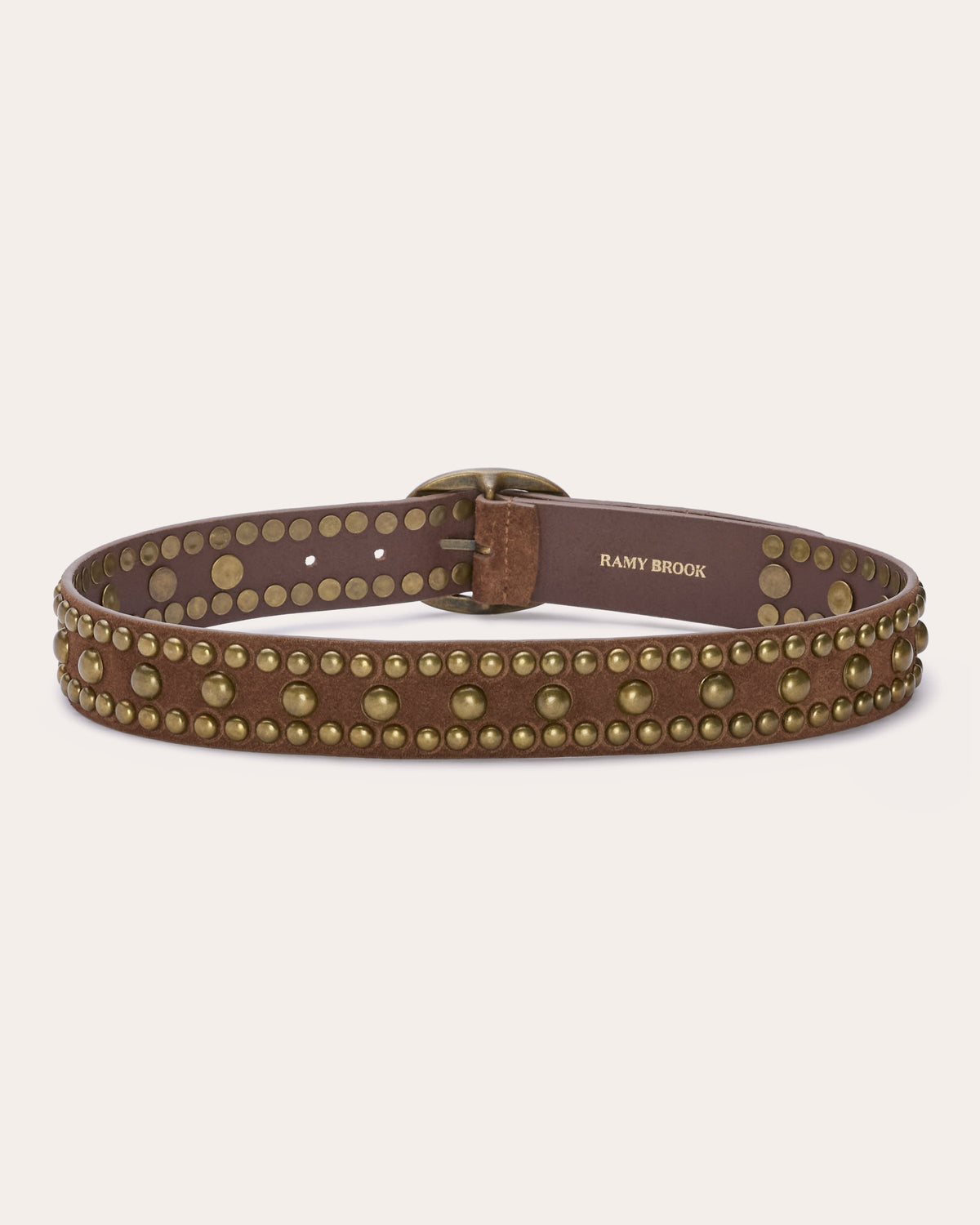 Women\'s Tan Leather Studded Belt with Gold Buckle Isaac Honey/Silver Studded Belt | Belts | Accessories main image 3