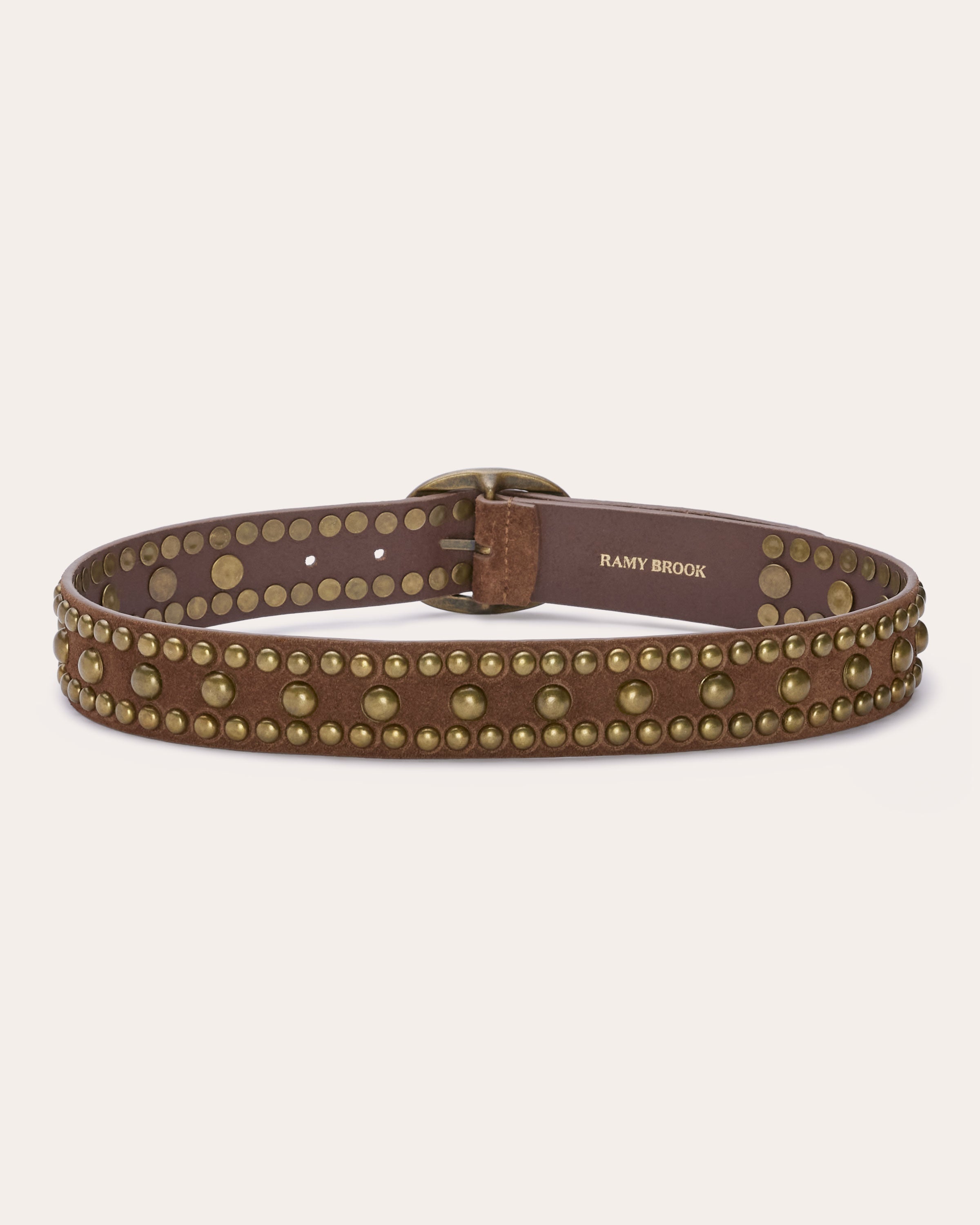 Hera Studded Leather Belt in tan suede | Ramy Brook