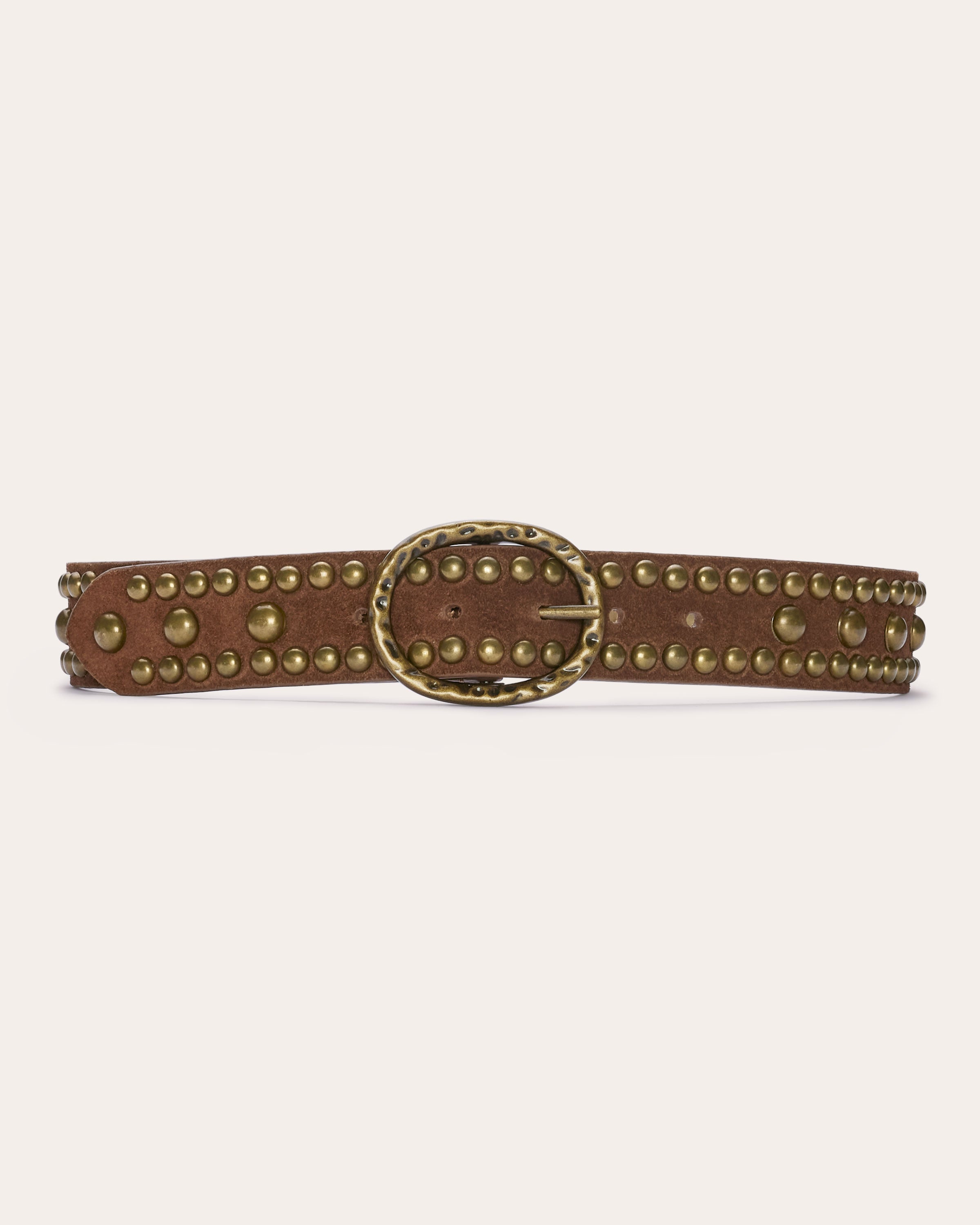 Hera Studded Leather Belt in tan suede | Ramy Brook