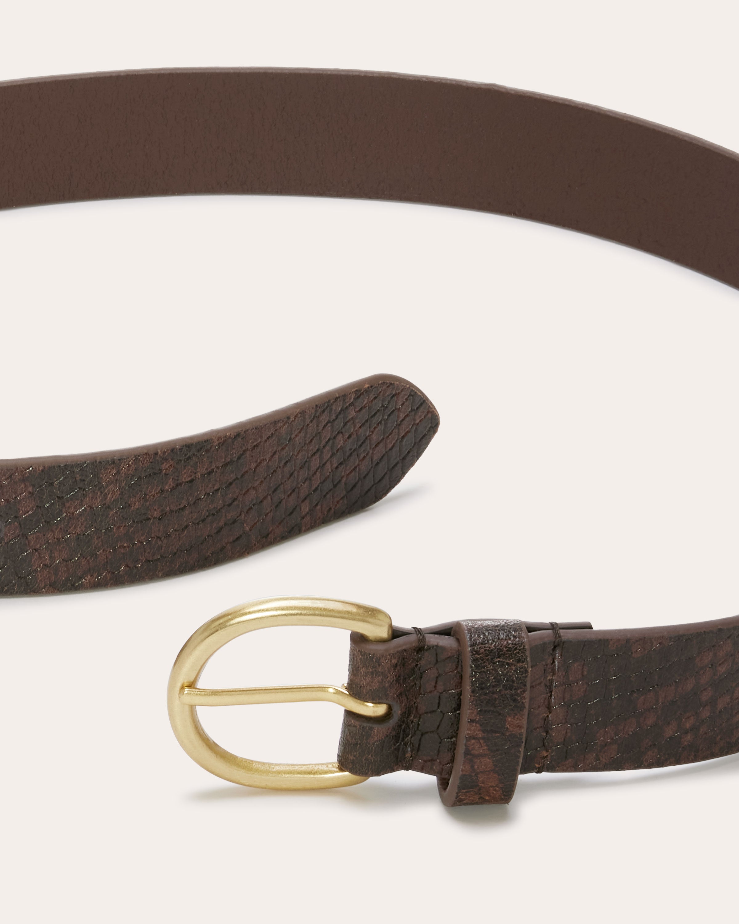 Gaia Leather Belt in brown python | Ramy Brook