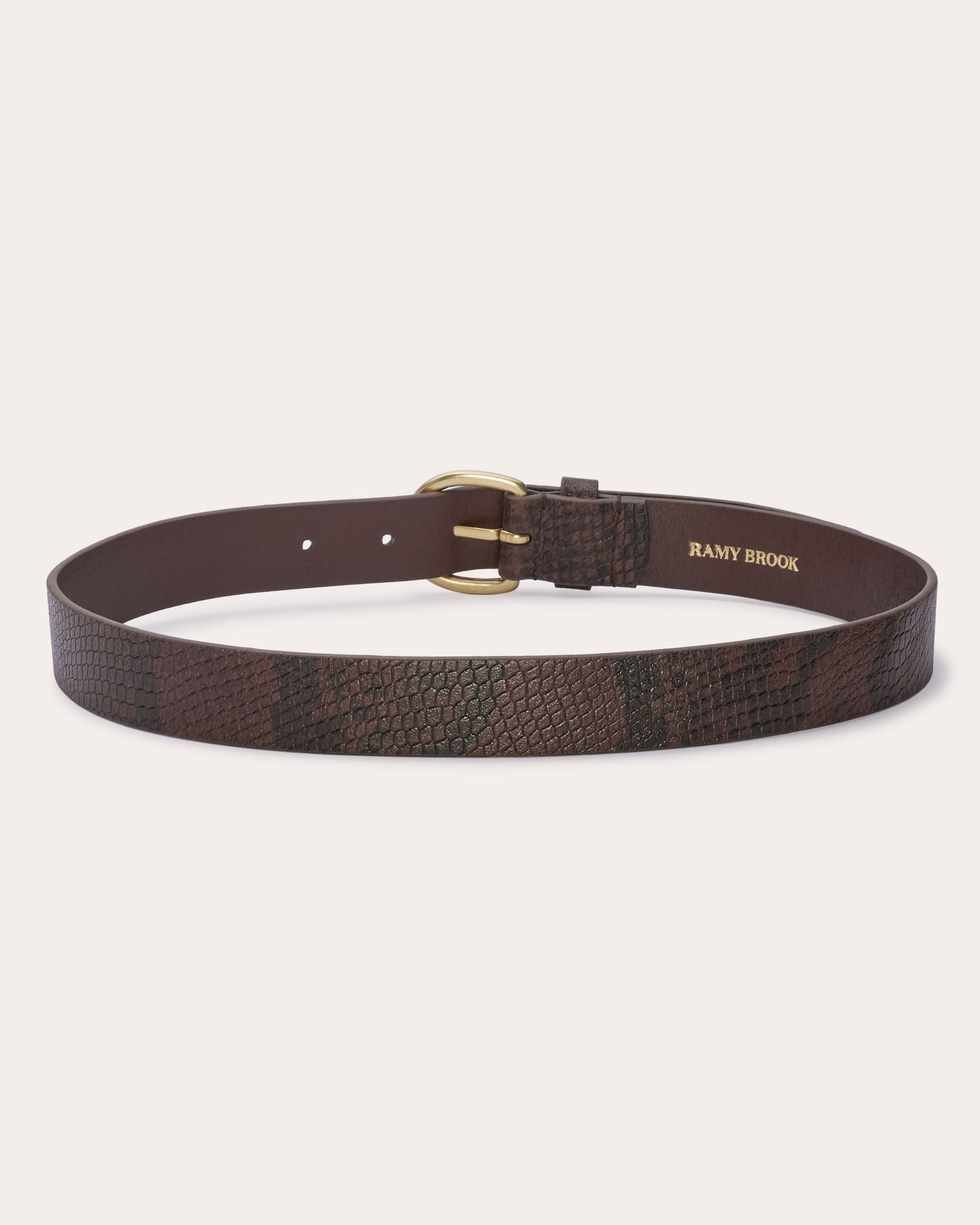 Gaia Leather Belt in brown python | Ramy Brook