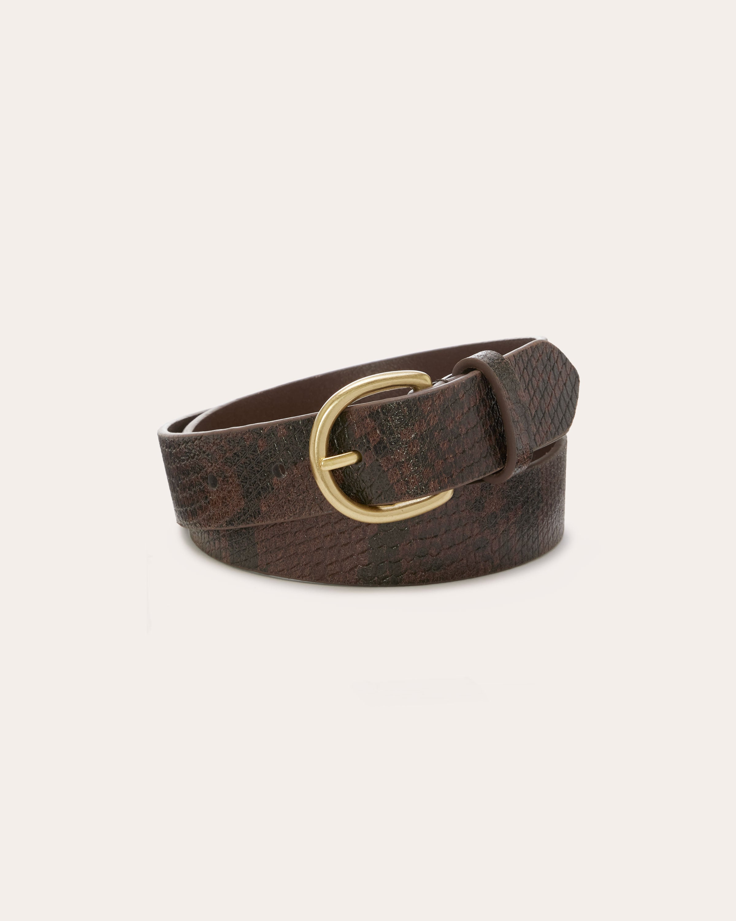 Gaia Leather Belt in brown python | Ramy Brook