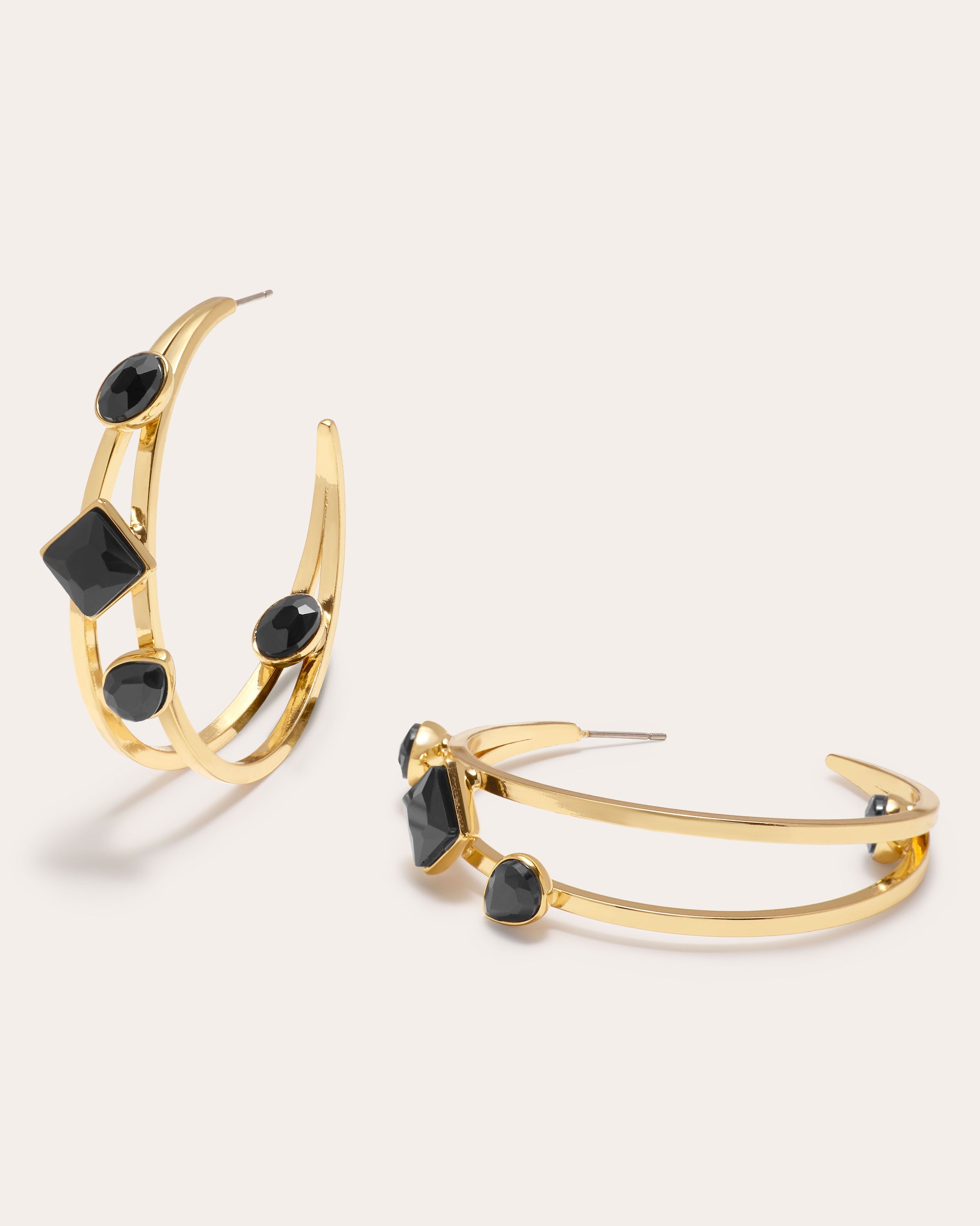 Alena Stone Hoop Earrings in black | Ramy Brook