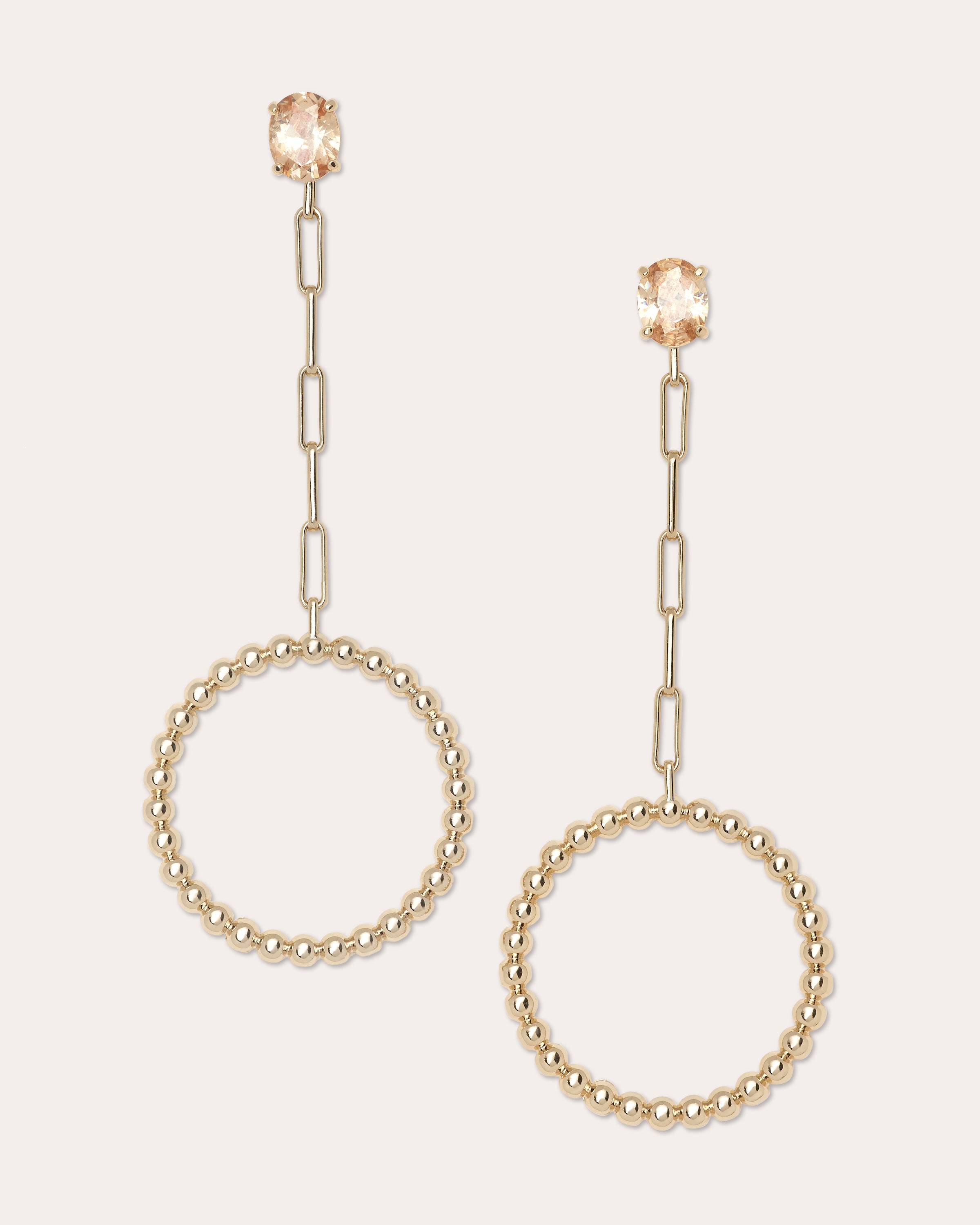 Lizzy Gemstone Hoop Earrings in champagne | Ramy Brook
