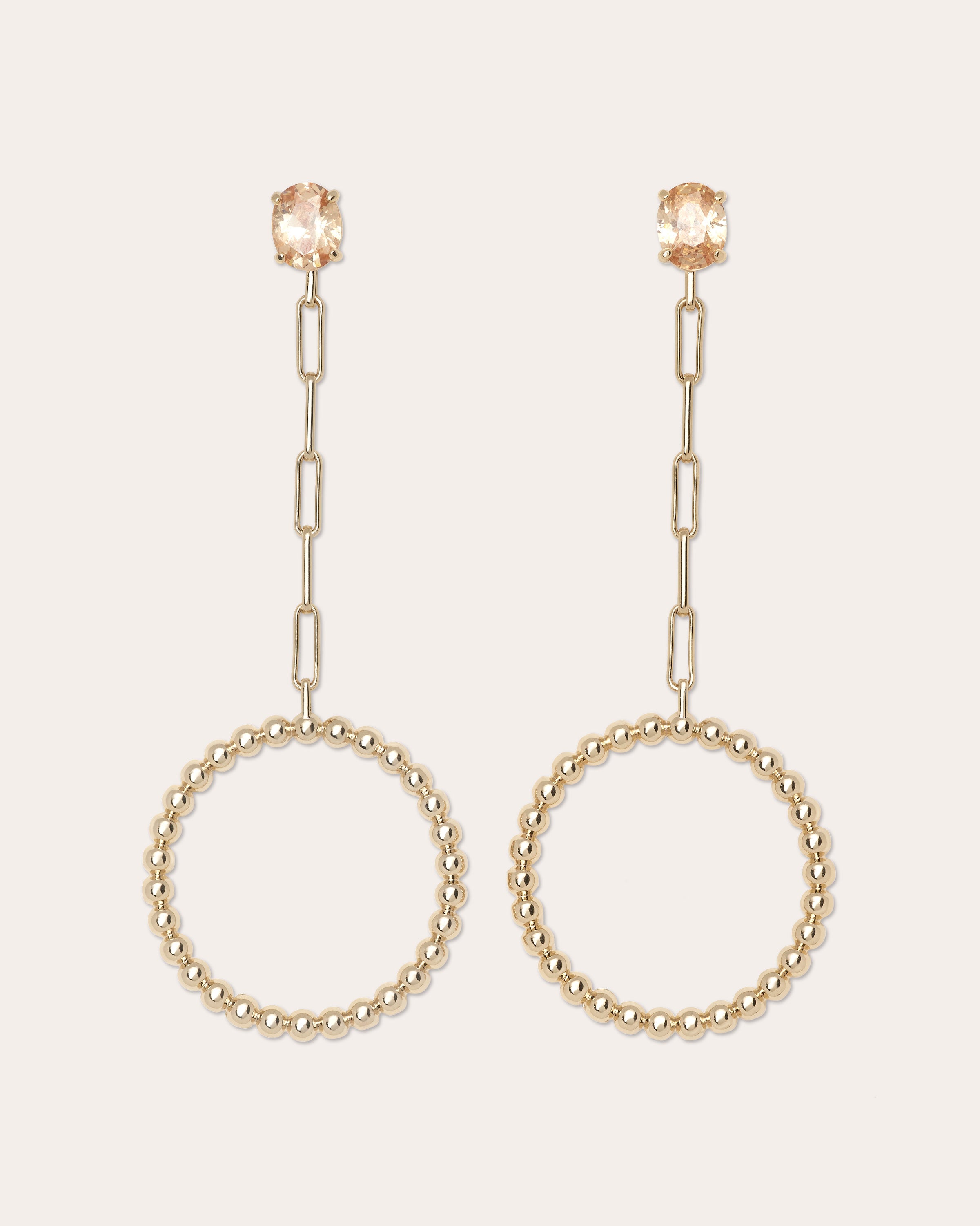 Lizzy Gemstone Hoop Earrings in champagne | Ramy Brook